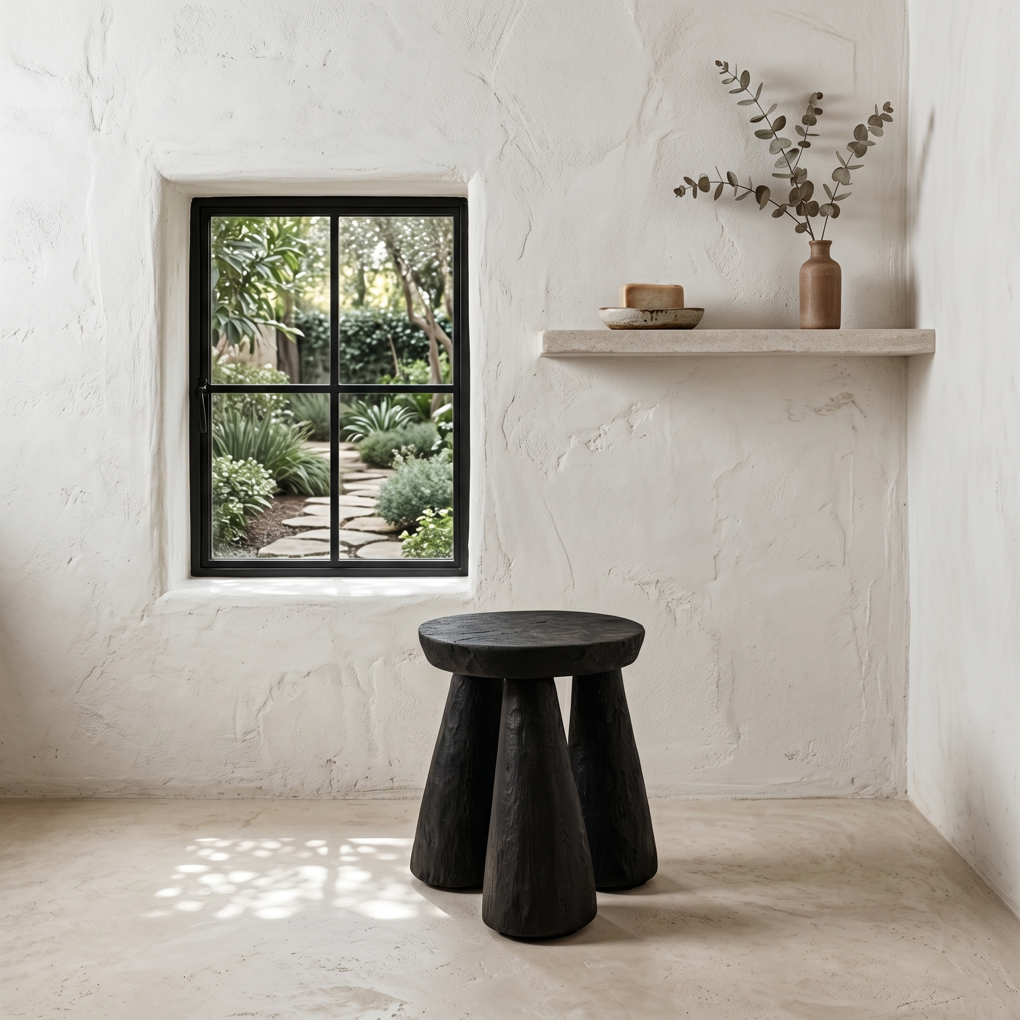 Rustic Bathroom Stool With Handcrafted Solid Wood Design For Bathroom SINLHAWS007