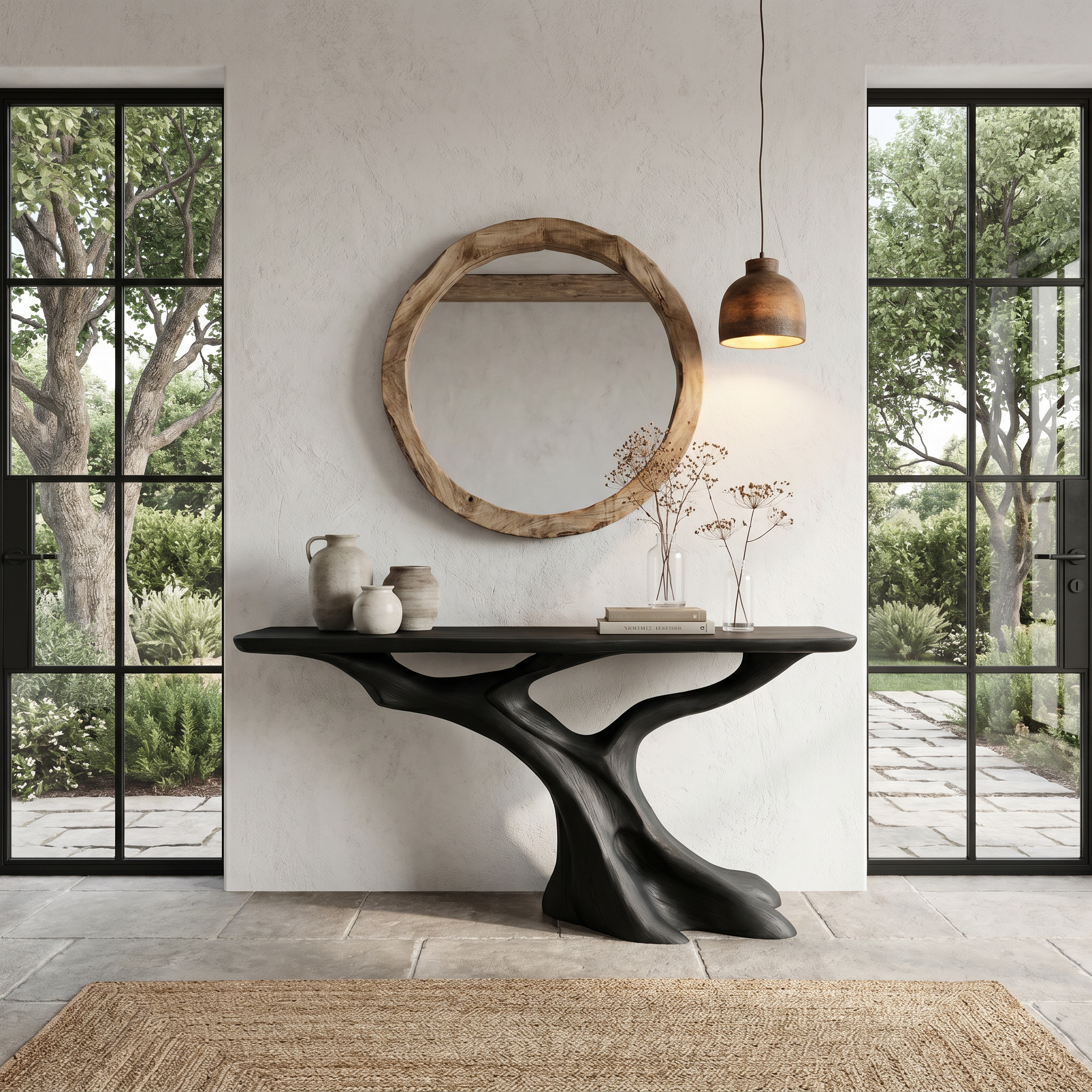 Nature Inspired Console Table With Tree Root Base For Entryway And Living Room SINLHACS584