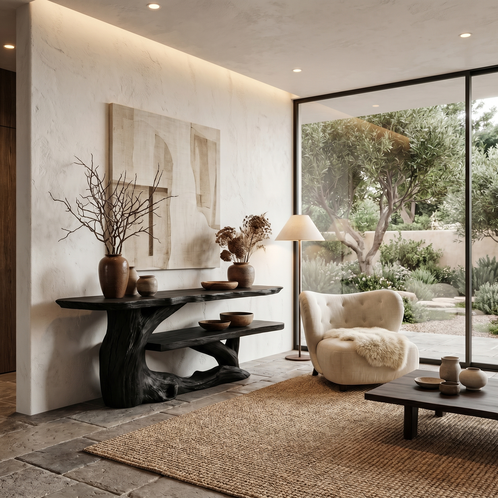 Nature Inspired Console Table With Sculptural Wood Branch Design For Hallway SINLHACS614
