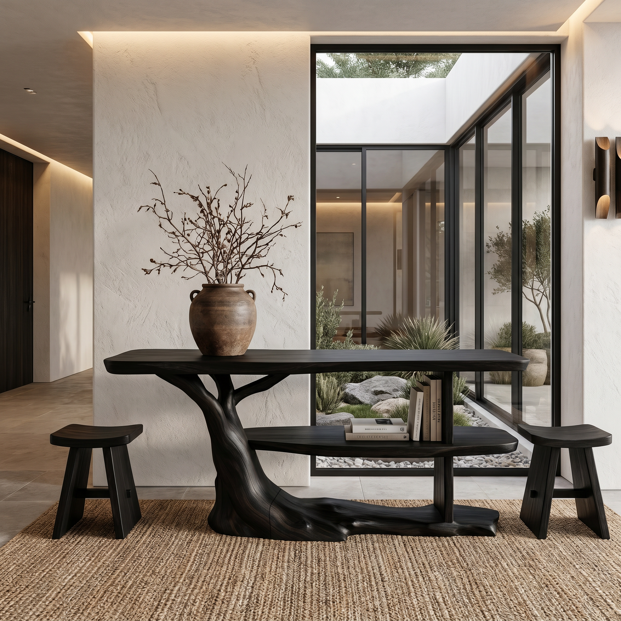 Modern Console Table With Flowing Wood Pedestal Base For Entryway SINLHACS619