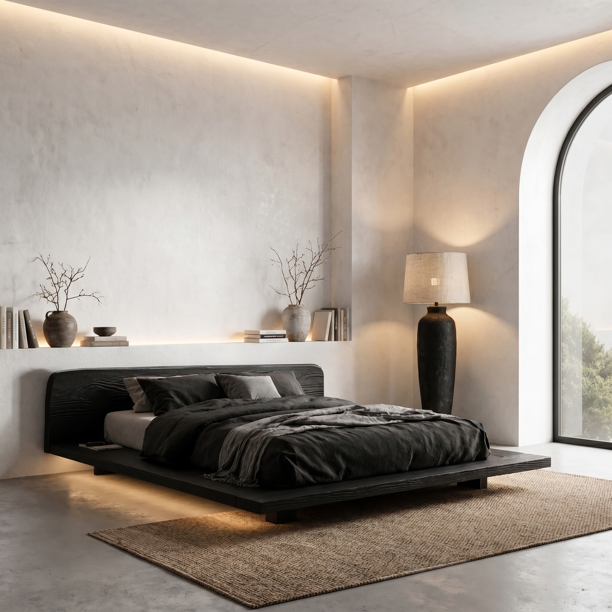 Modern Platform Bed Frame With Floating Design And Upholstered Headboard For Bedroom SINLHAWB123