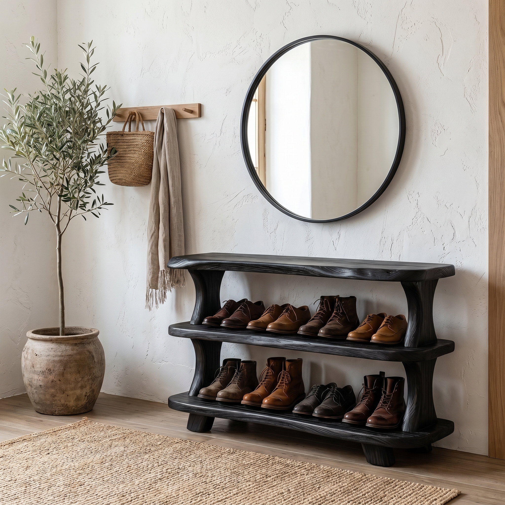 Modern Shoe Rack Sculptural Storage Design For Entryway SINLHASB095