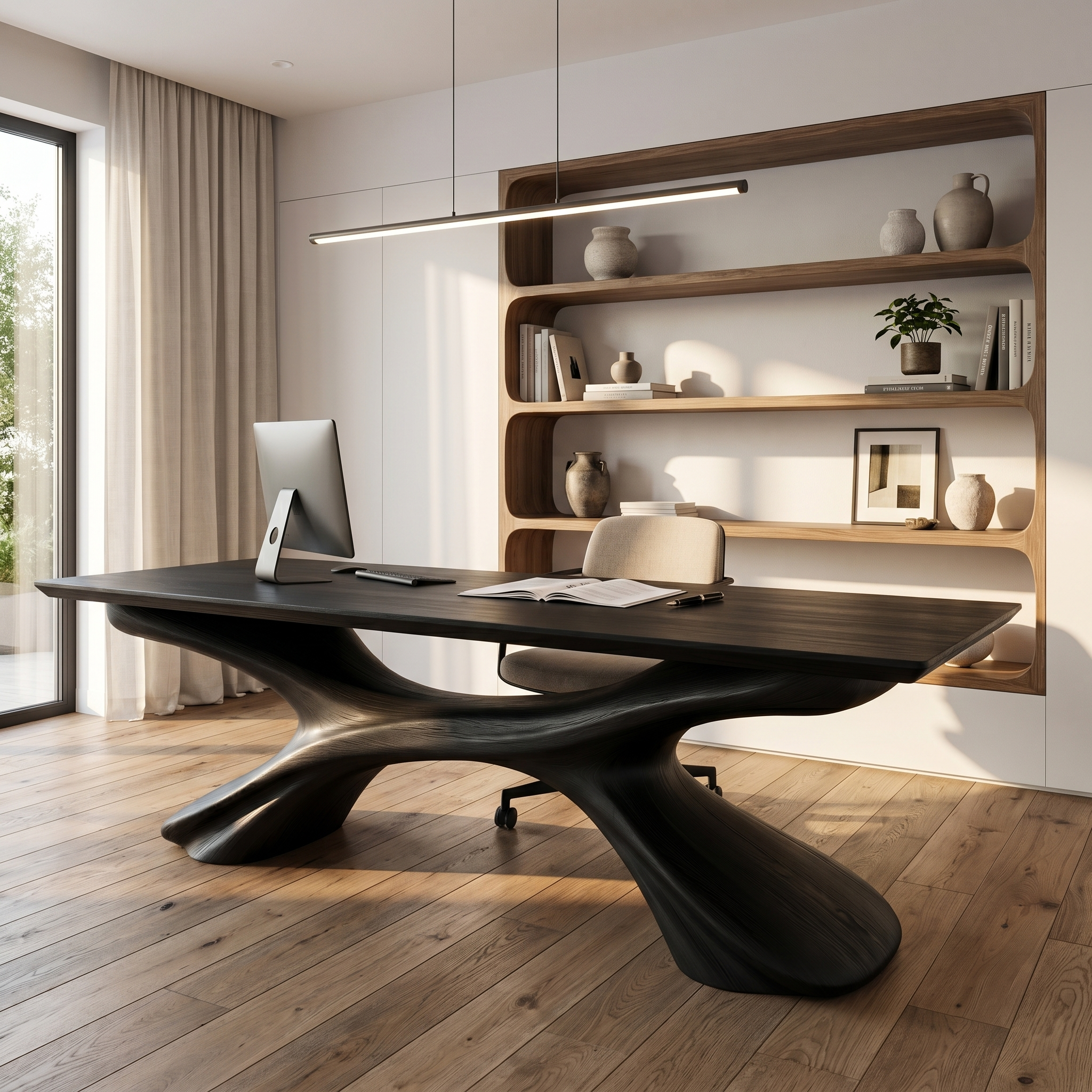 Modern Executive Desk Sculptural Design For Home Office Workspace SINLHADK143