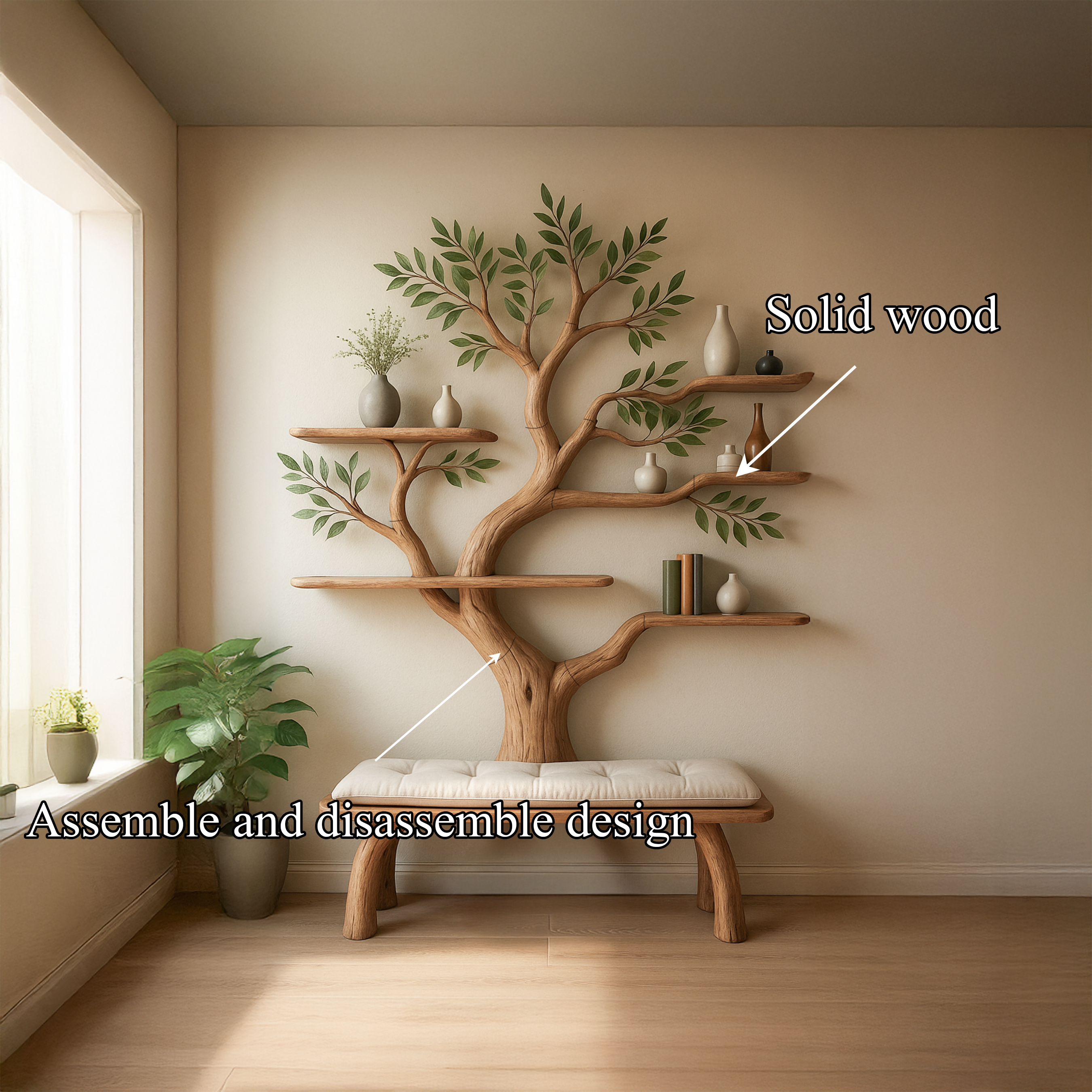 Rustic Tree Branch Shelf Living Bedroom SINLSATB223
