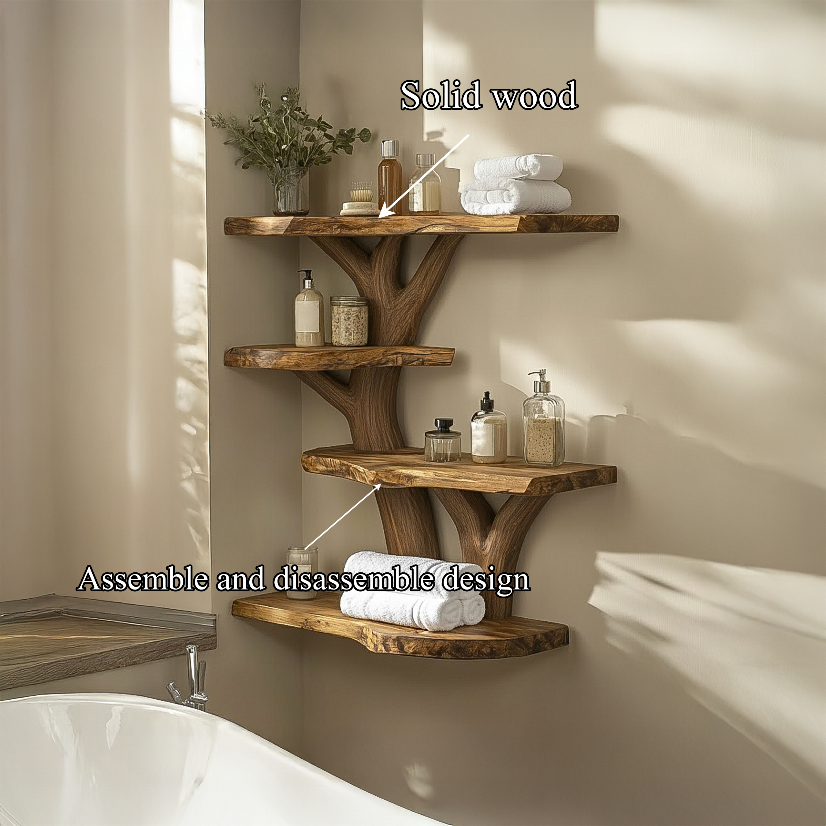 Organic Tree Bathroom Wall Shelf Bathroom Interior Storage Display SINLSATBS113