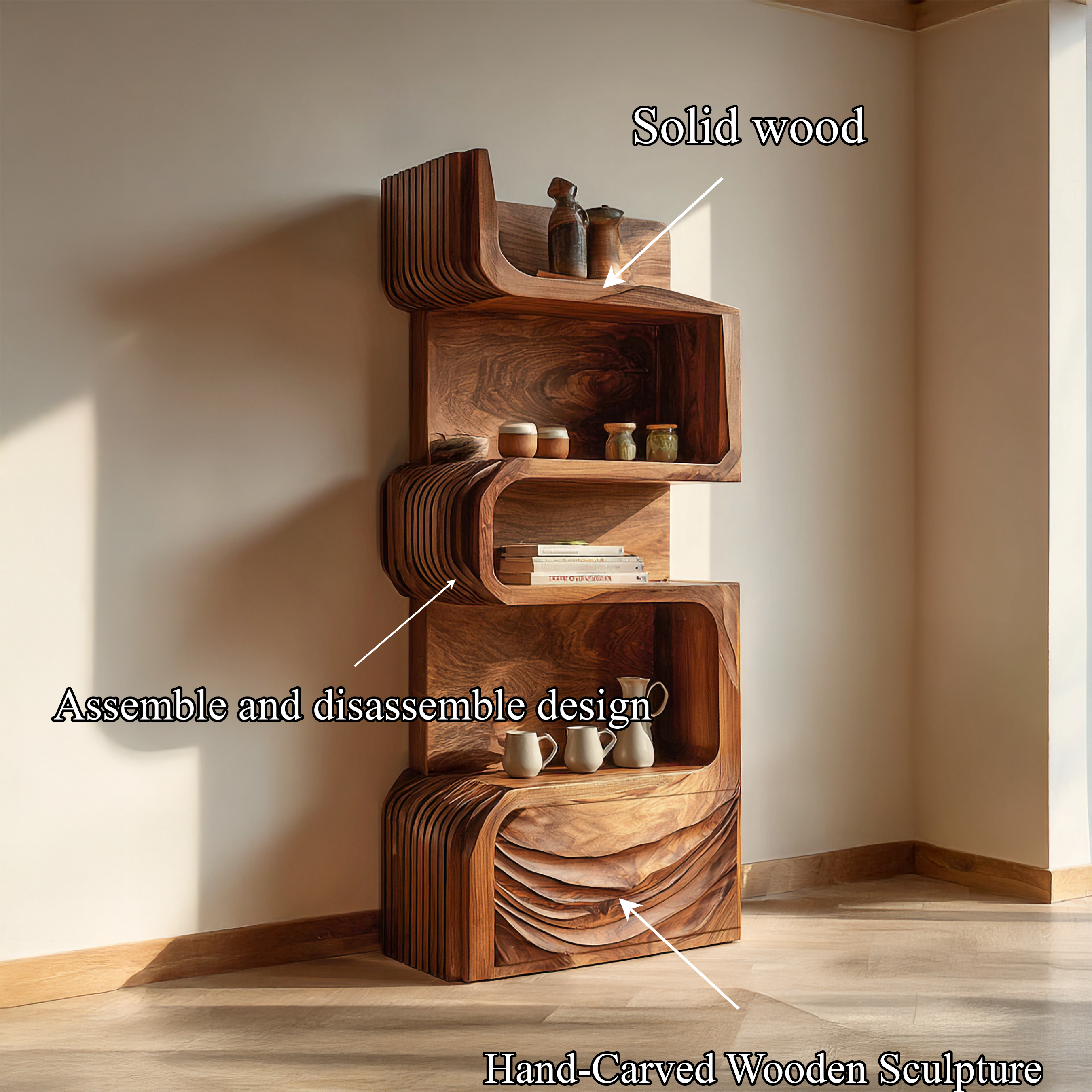 Organic Modern Accent Storage Cabinet Shelves For Living Room SINLSASC443