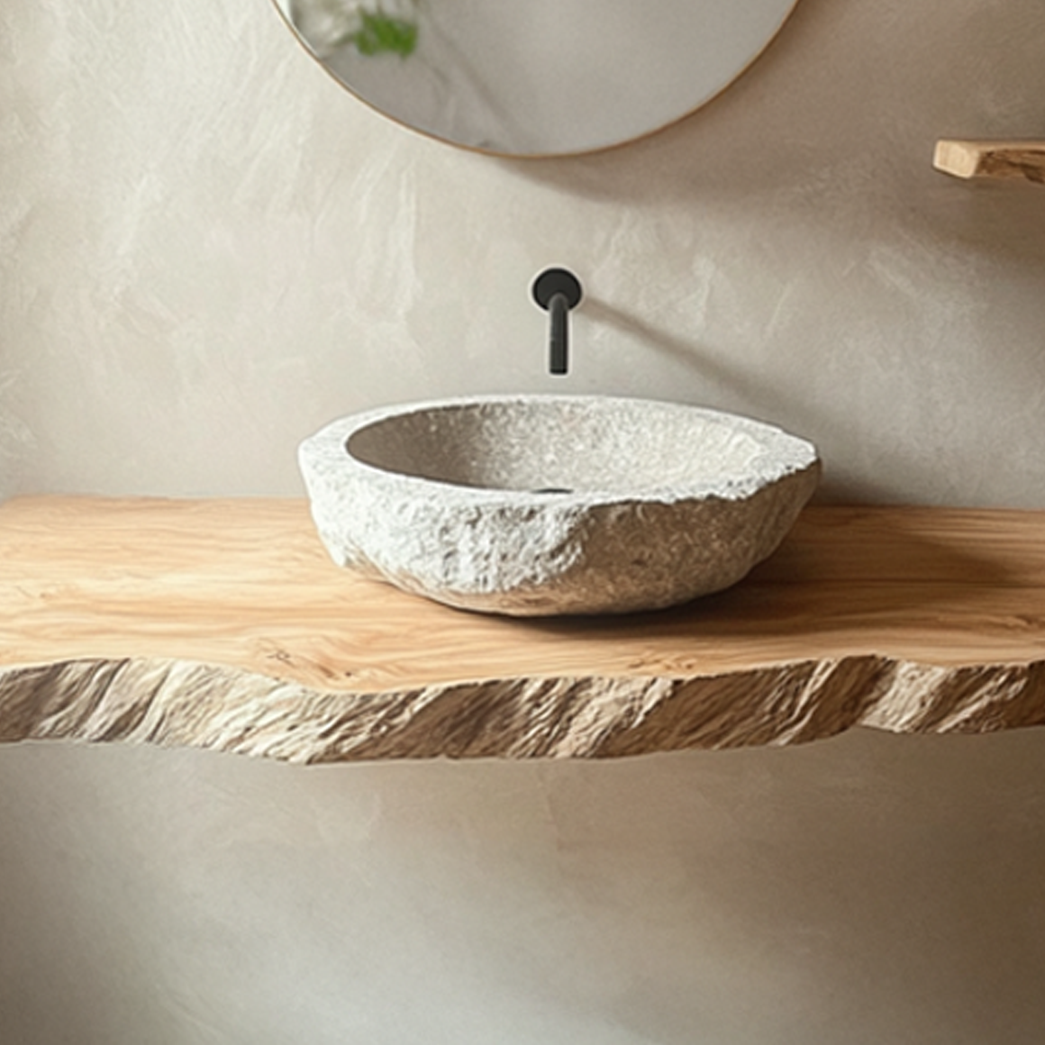 Rustic Shelf Natural Edge Vanity Bathroom SINLSABRV173