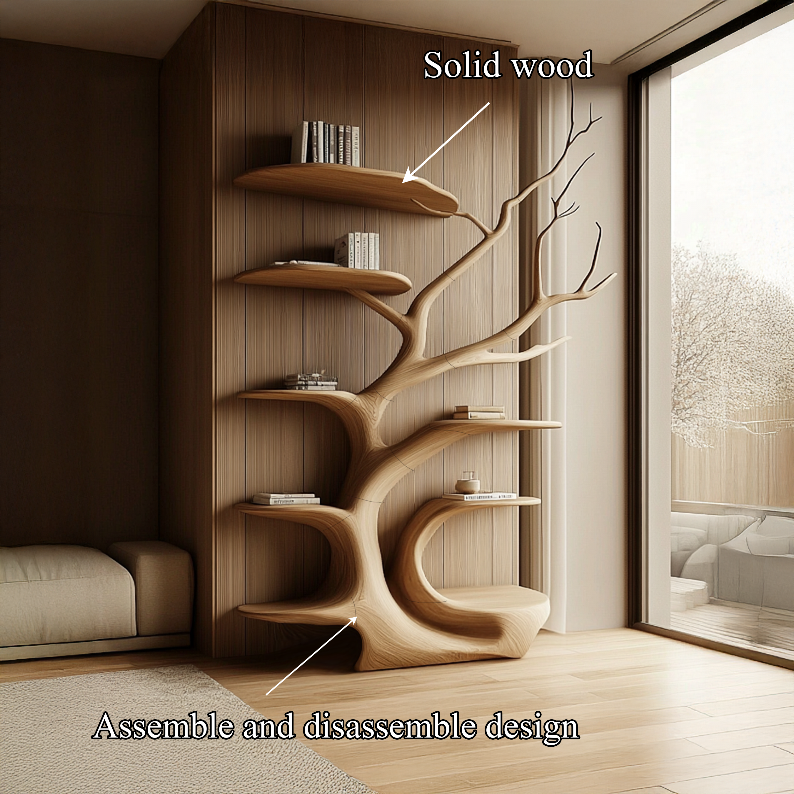 Rustic Tree Bookshelf Bedroom Cozy Artistic Corner SINLSATB316