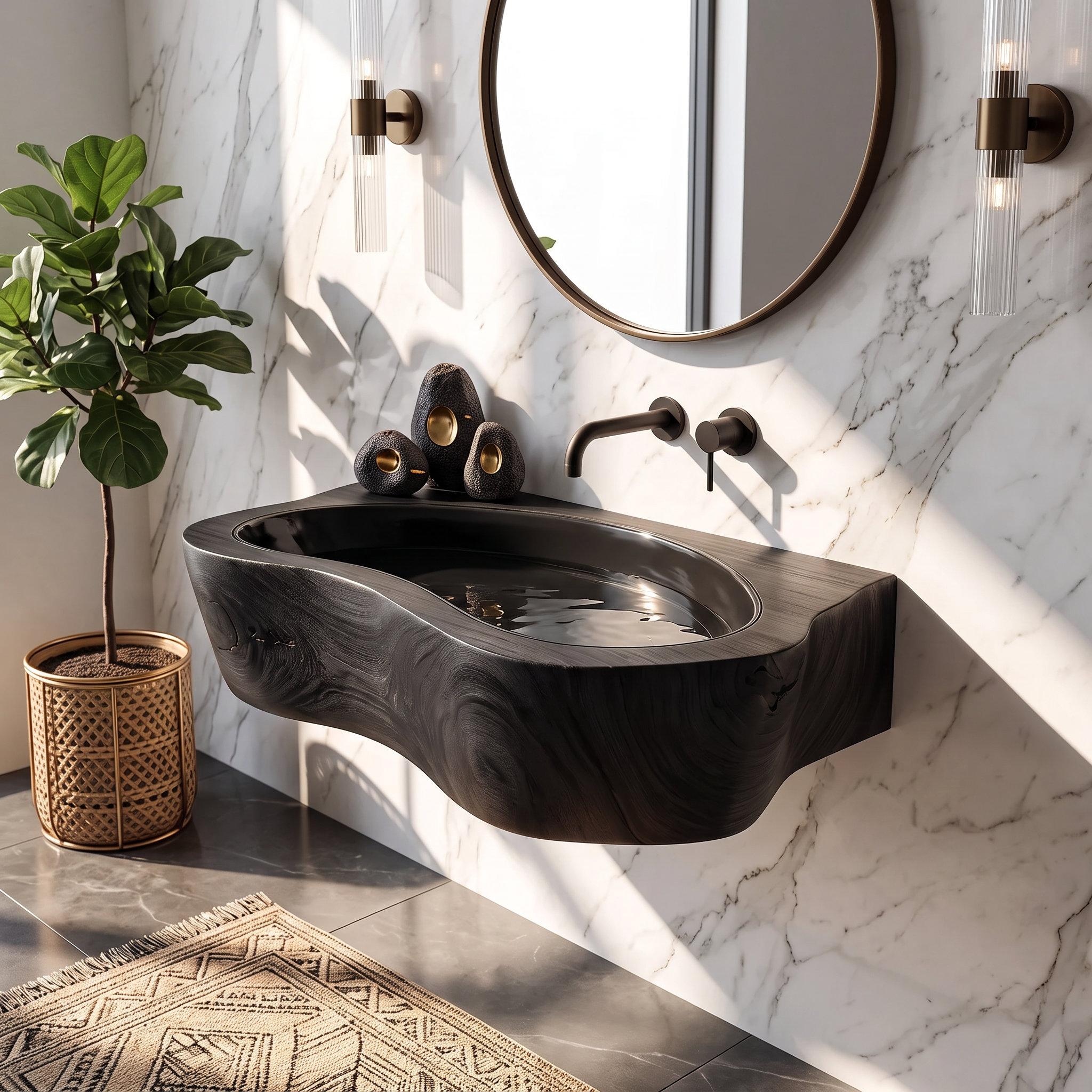 Handcrafted Live Edge Wood Vanity Sink For Natural Bathroom Decor SILDTTRVS027