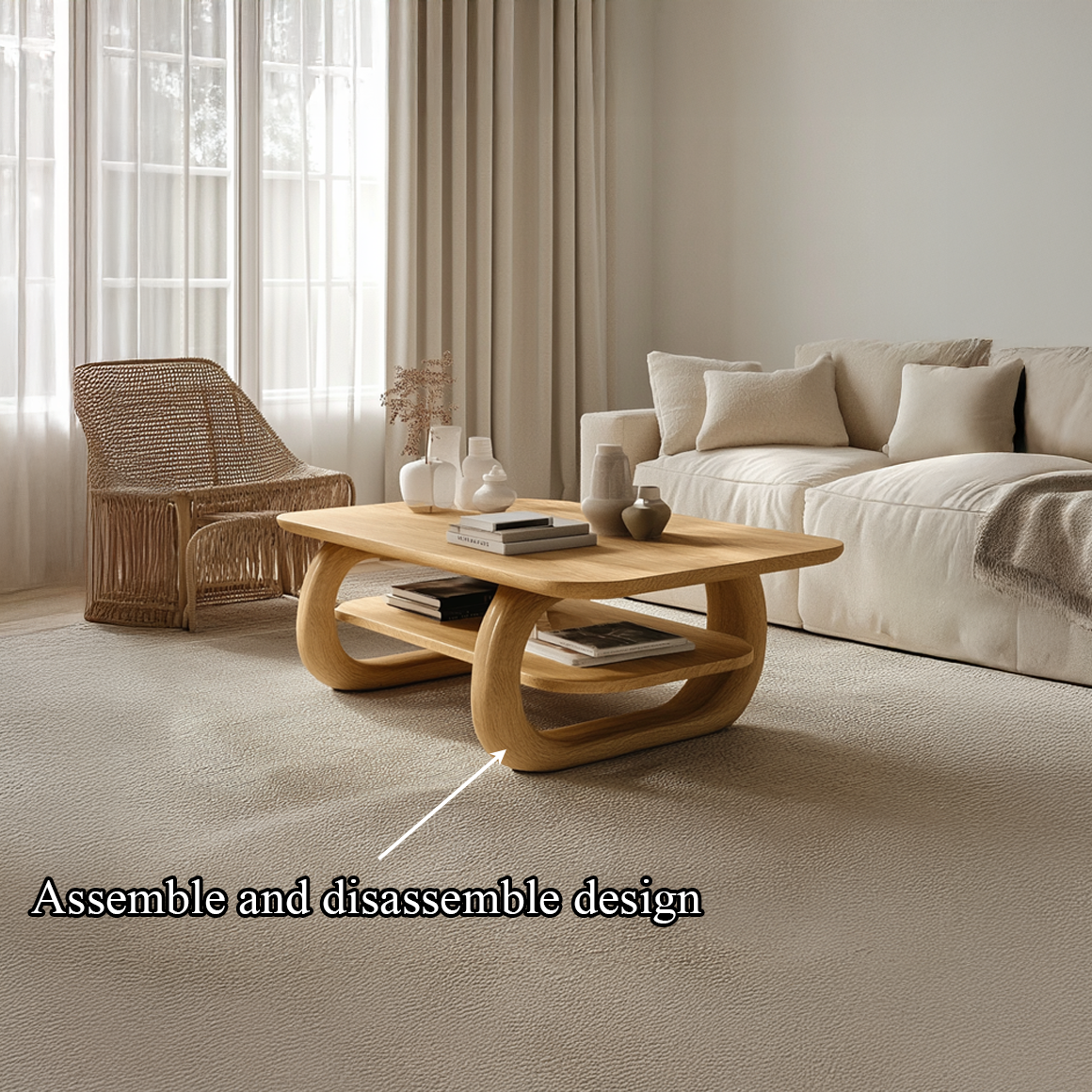 Scandinavian Curved Coffee Table Living Room Sitting Room SINLSACF238