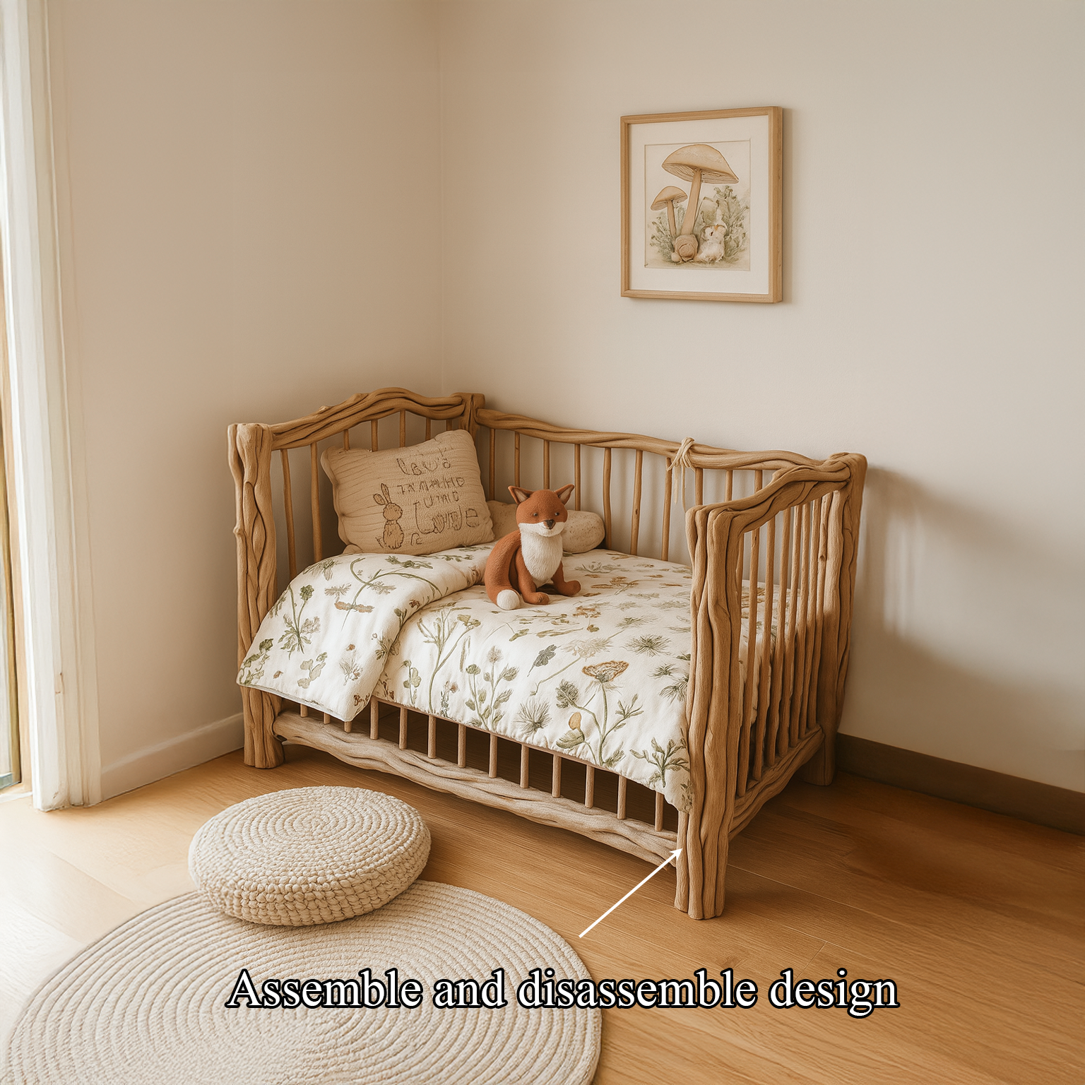 Rustic Kids Wood Bed Nursery Room SINLSAWB034
