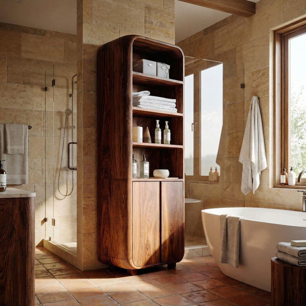 Modern Bathroom Cabinet With Rounded Edges For Spa Decor RTTHHNBRC031