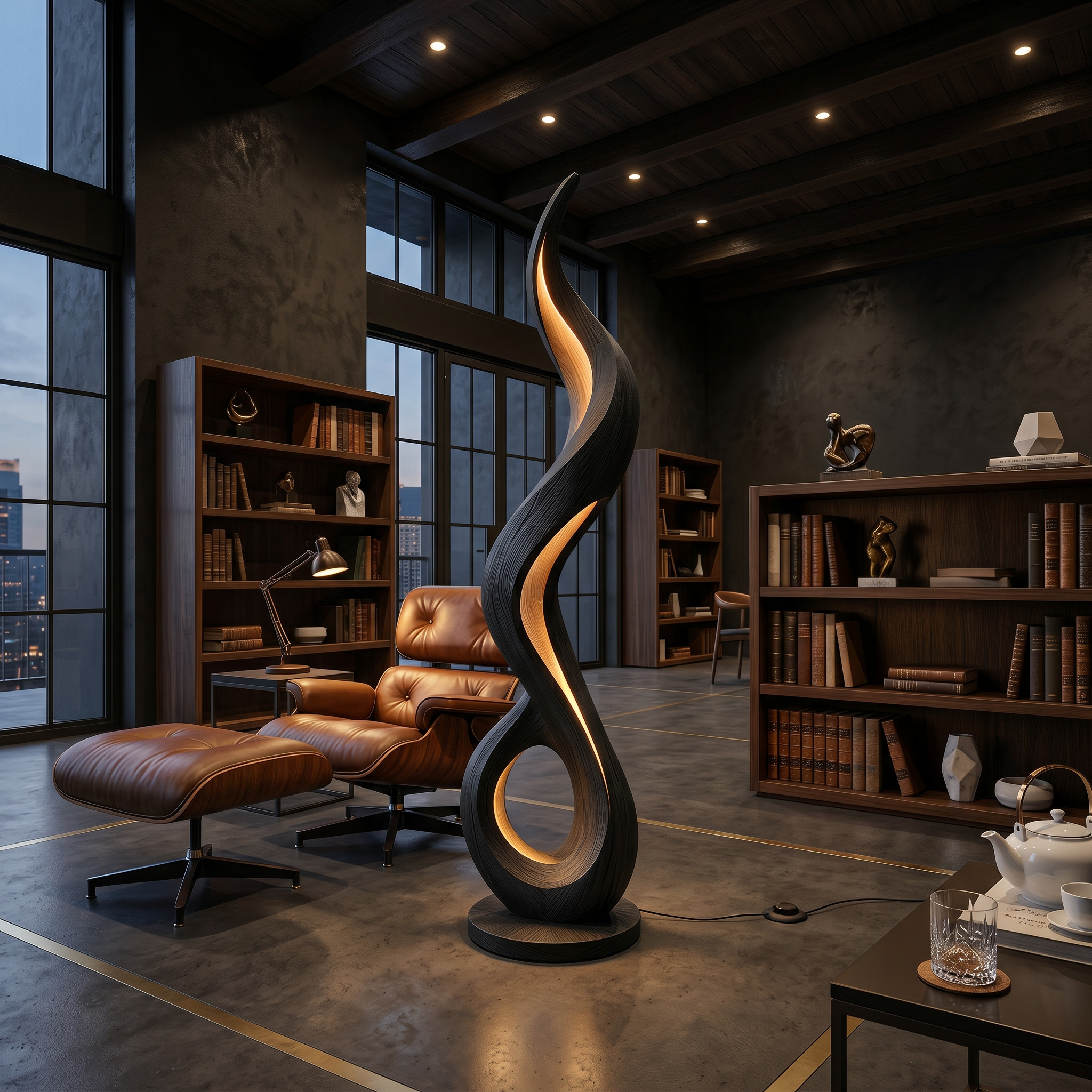 Minimalist Liquid Flow Floor Lamp For Reading Corner SILDTTNLAM035