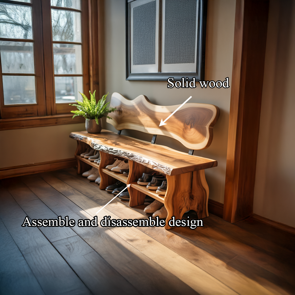 Rustic Live Form Shoe Rack Entryway And Reading Room SINLSASB075