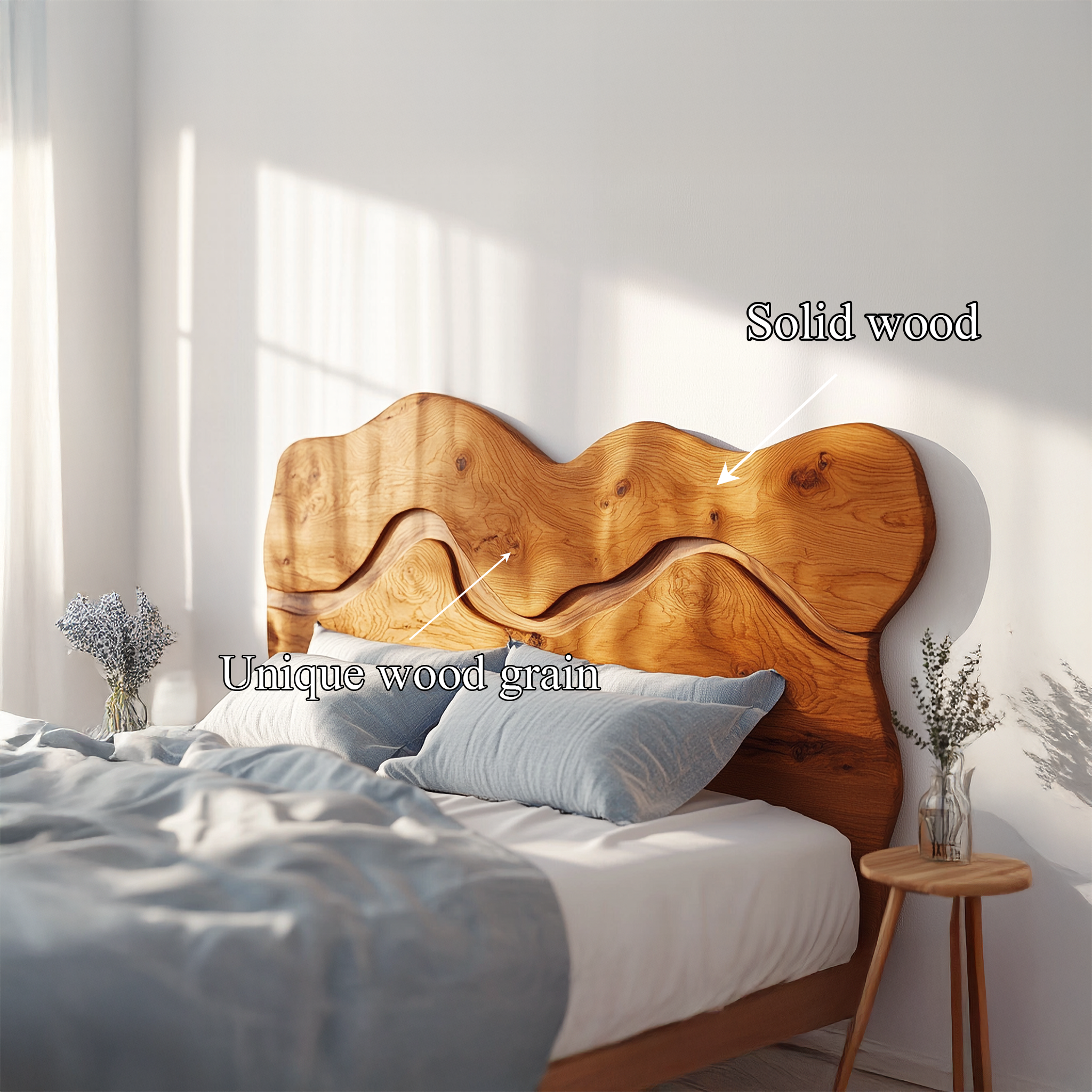 Rustic Sculptural Wall Headboard For Bedroom And Sleeping Space SINLSADH026