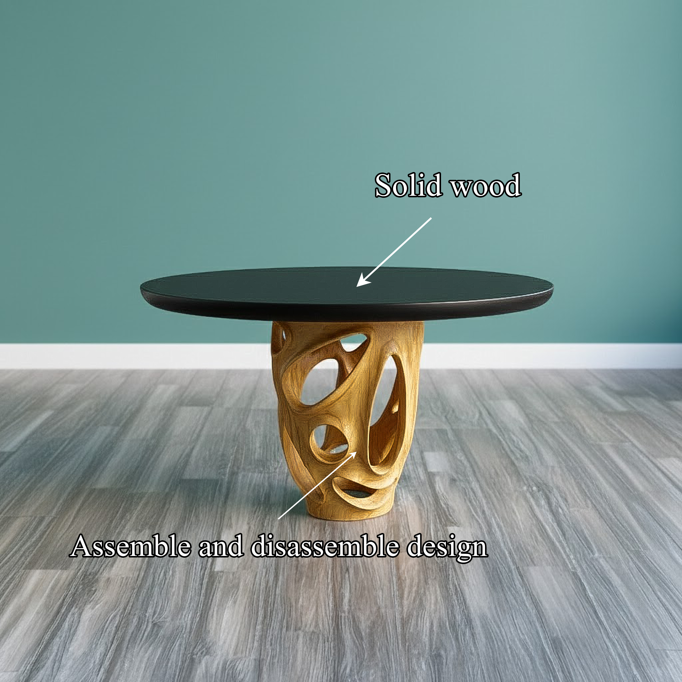 Rustic Solid Wood Round Coffee Table Living Room SINLSACF266