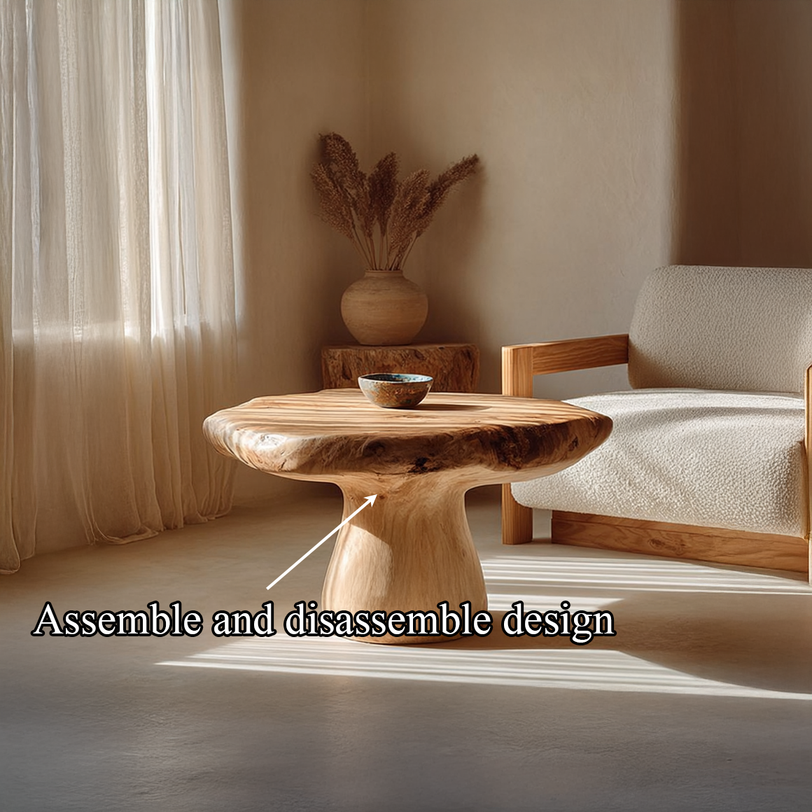 Rustic Mushroom Coffee Table Living Room SINLSACF144