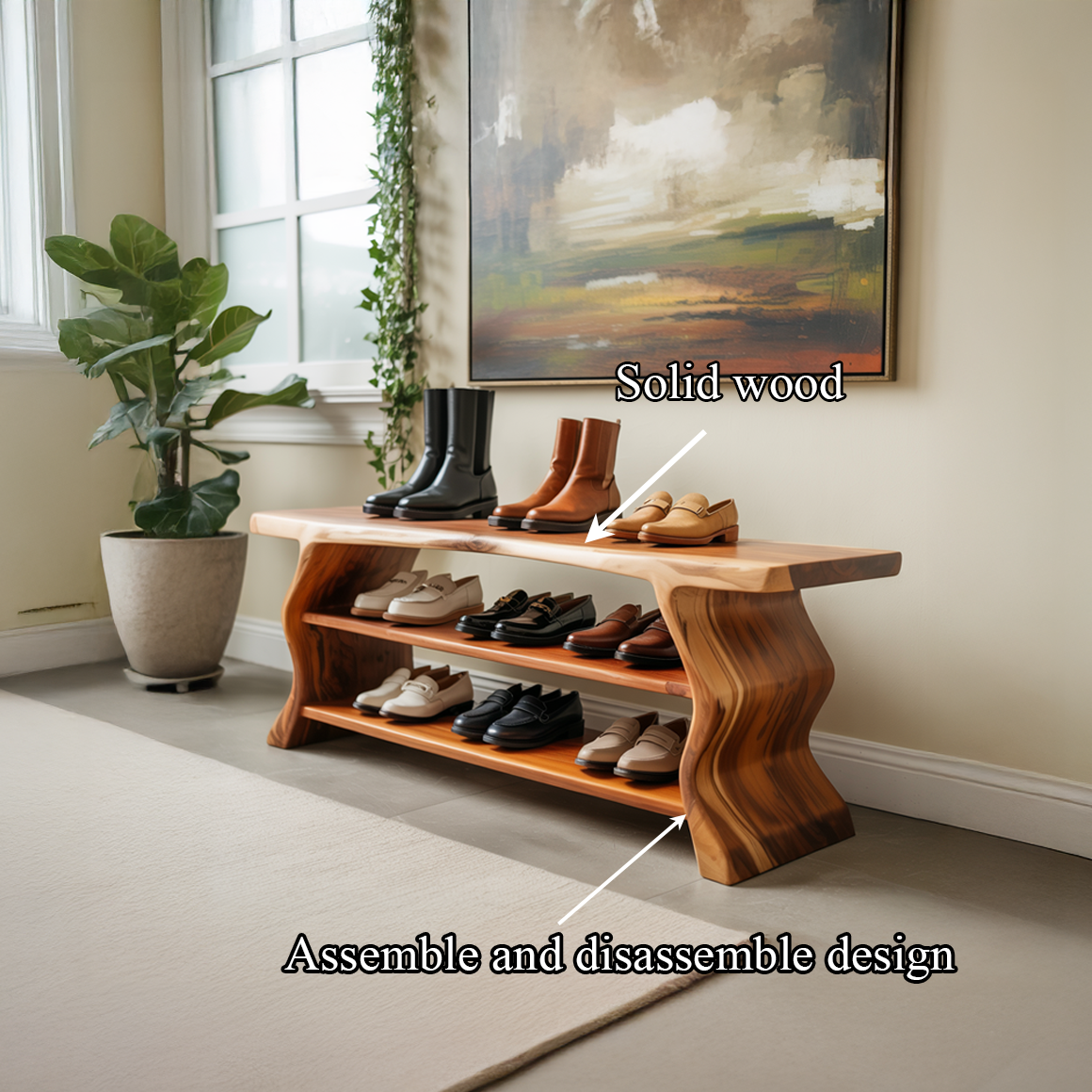 Farmhouse Style Shoe Organizer Entryway And Porch SINLSASB079