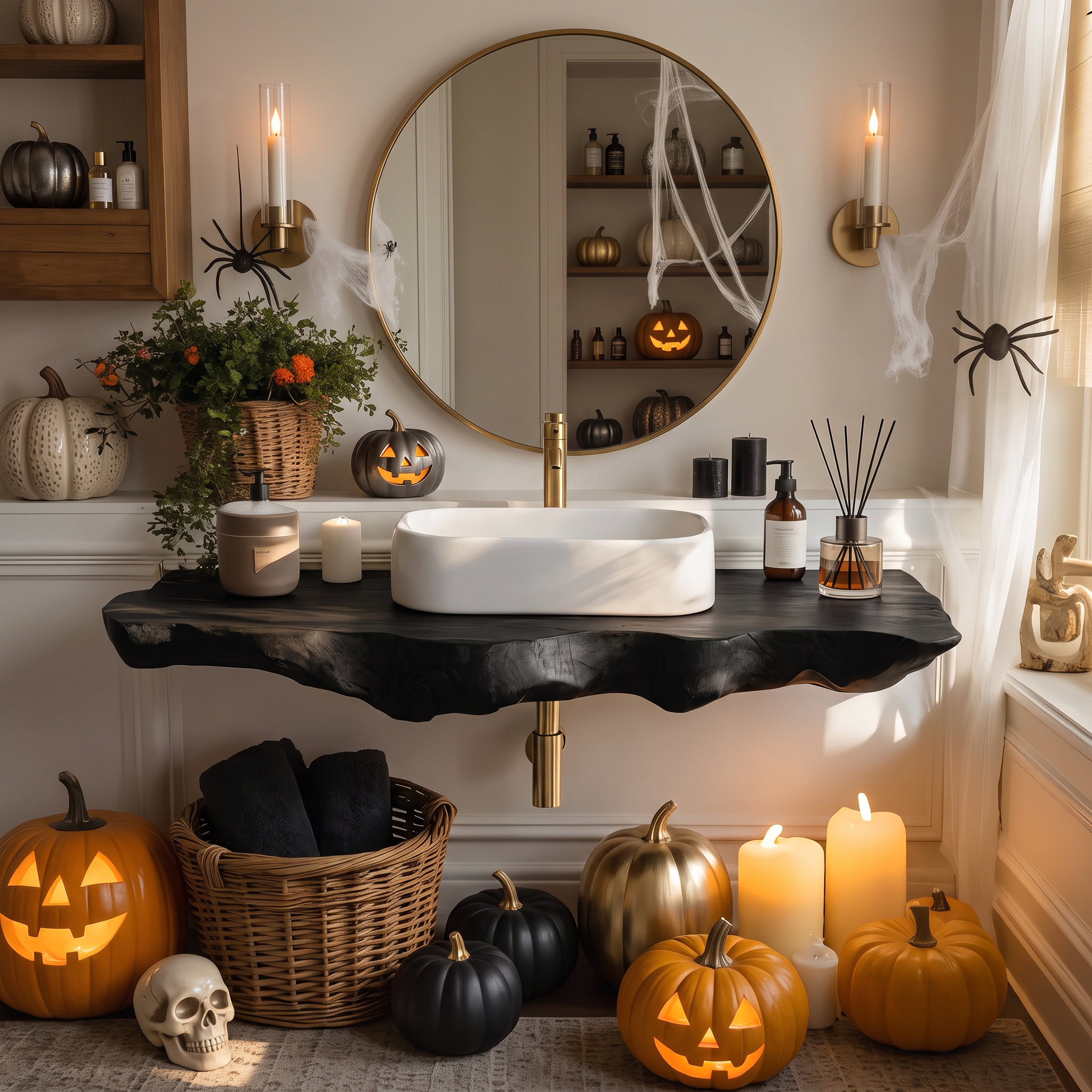 Modern Wooden Live Edge Bathroom Shelf For Furniture Decor Halloween Ideas SILDTTRHBS004