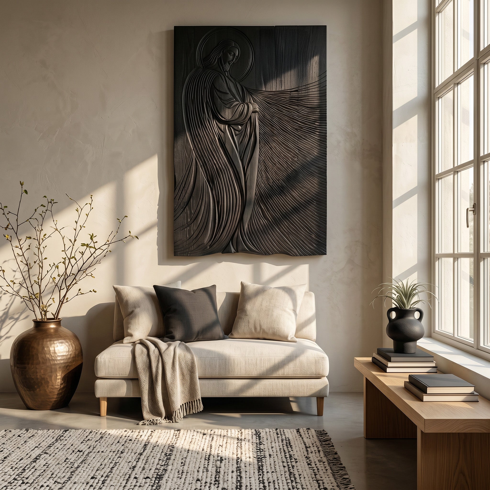Modern Sacred Wood Carving Wall Art For Living Room RTTHHNWA200