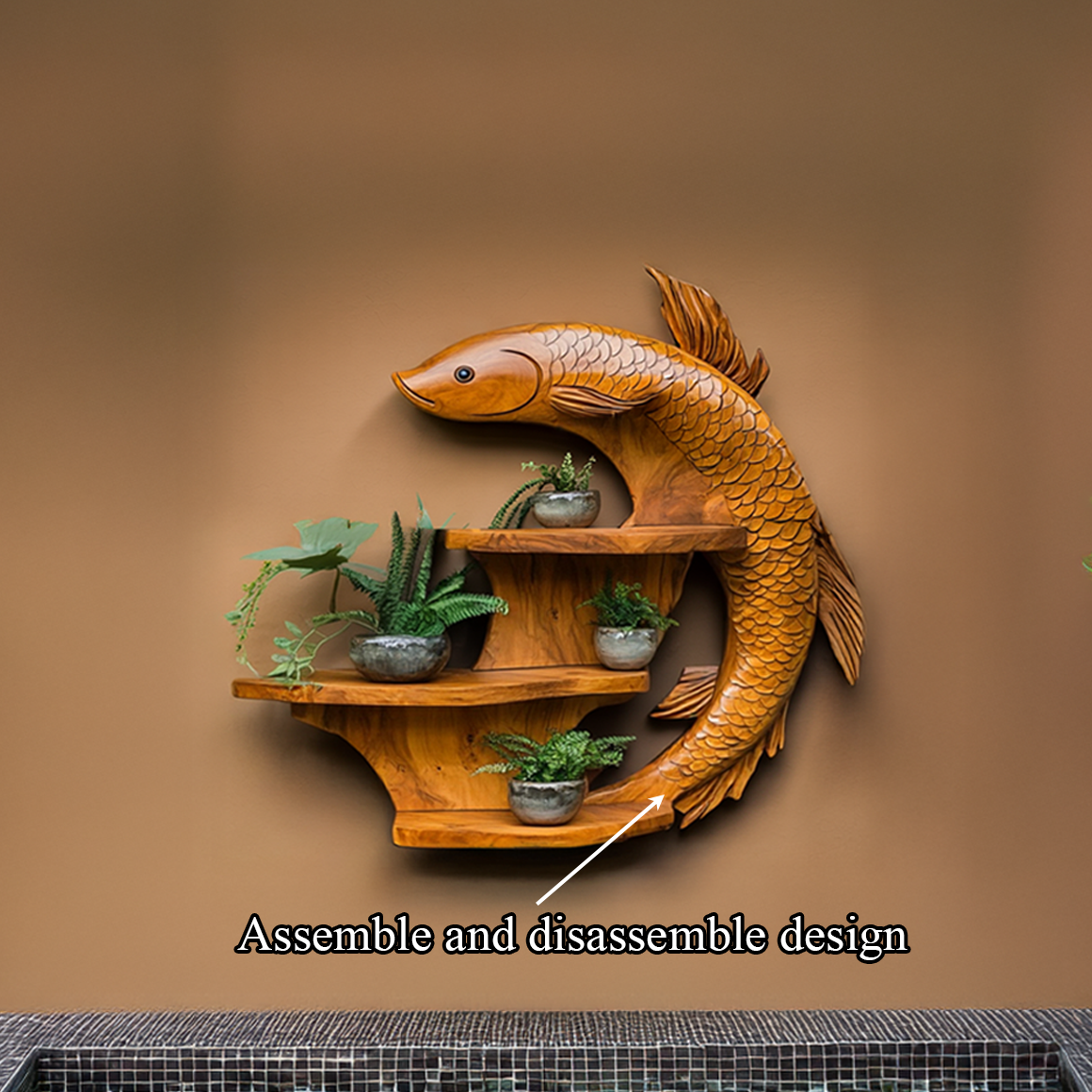 Zen Koi Wall Display Shelf For Living Room And Entryway SINLSAFL282