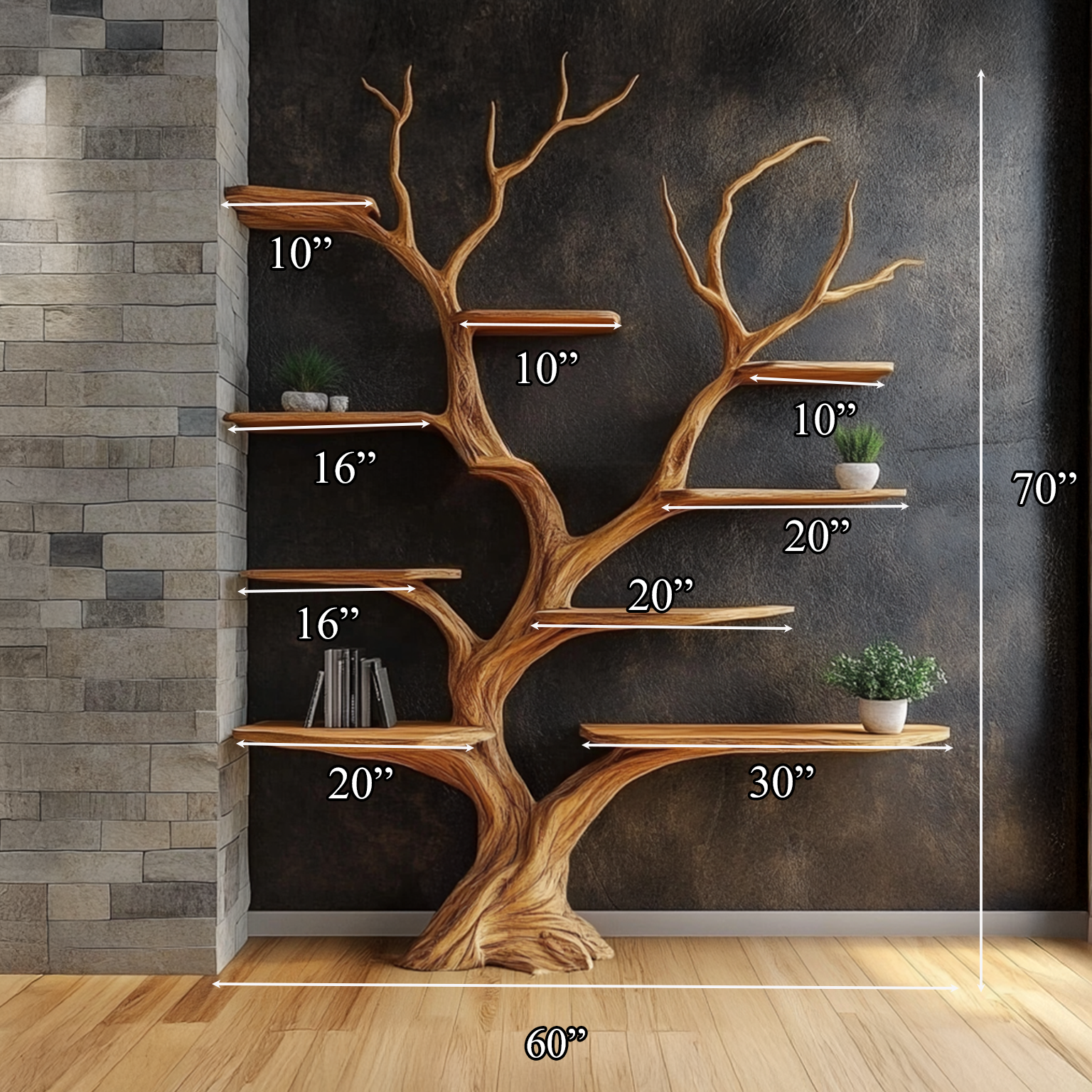 Tree Shelf Solid Wood Rustic Driftwood Gift SINLSATB198