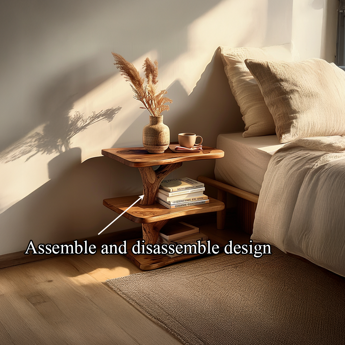 Rustic Tree Bedside Shelf Bedroom SINLSABT074
