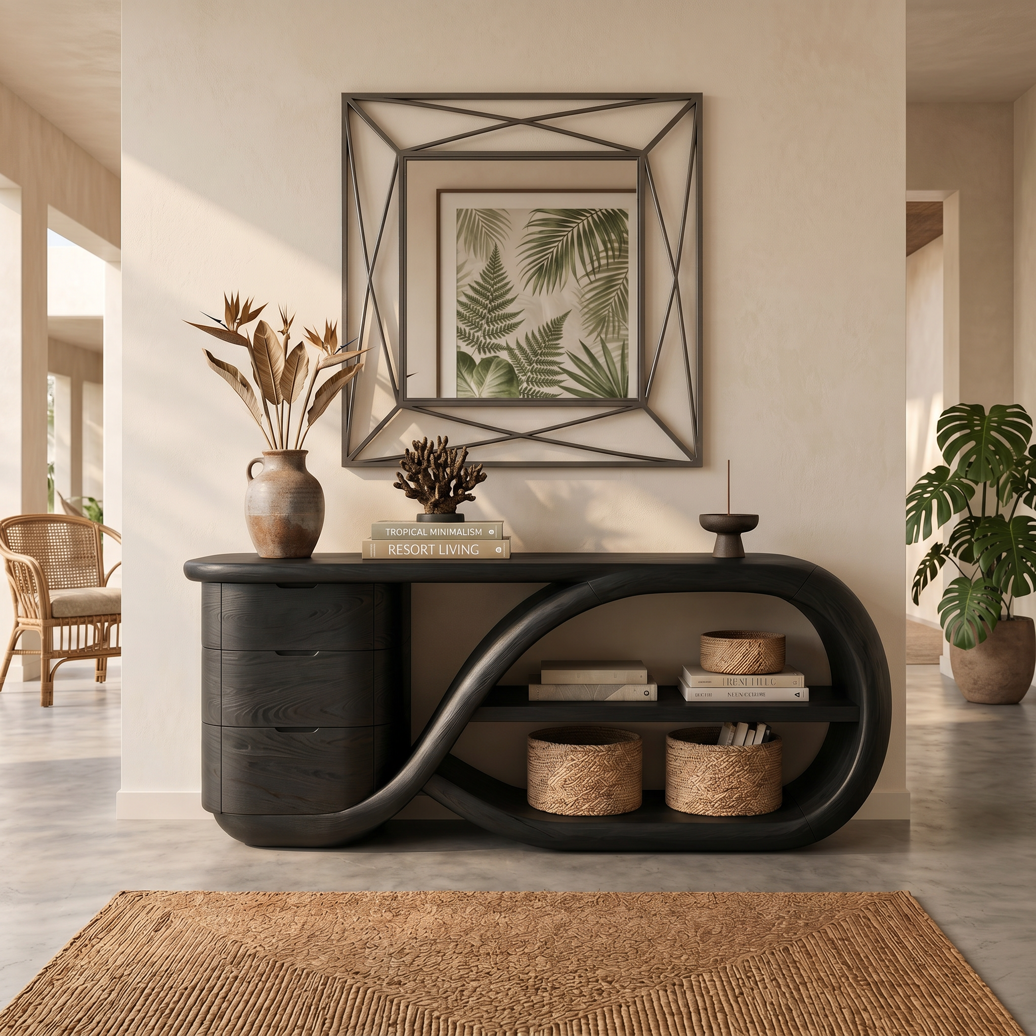 Modern Cross Base Console Table Luxury Hallway SILDTTRCS108