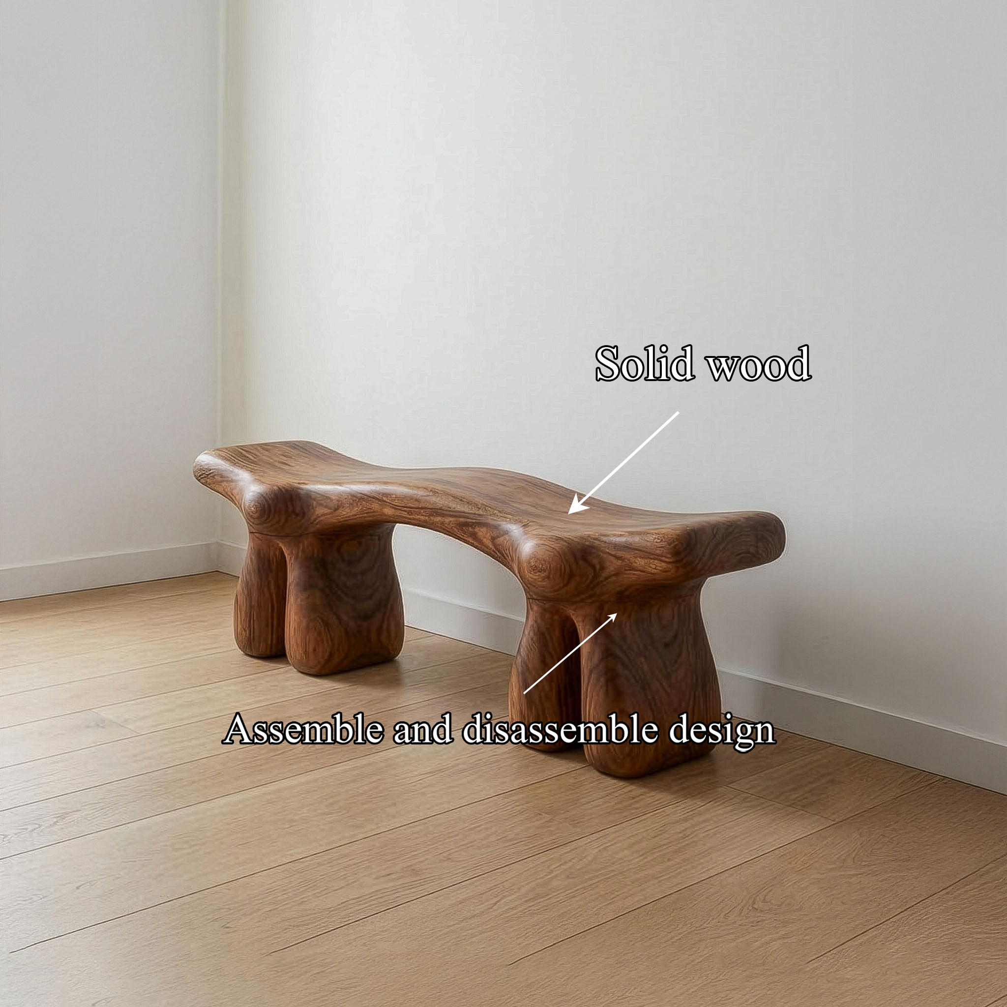 Mid Century Organic Bench For Entryway And Living Room SINLSARS070