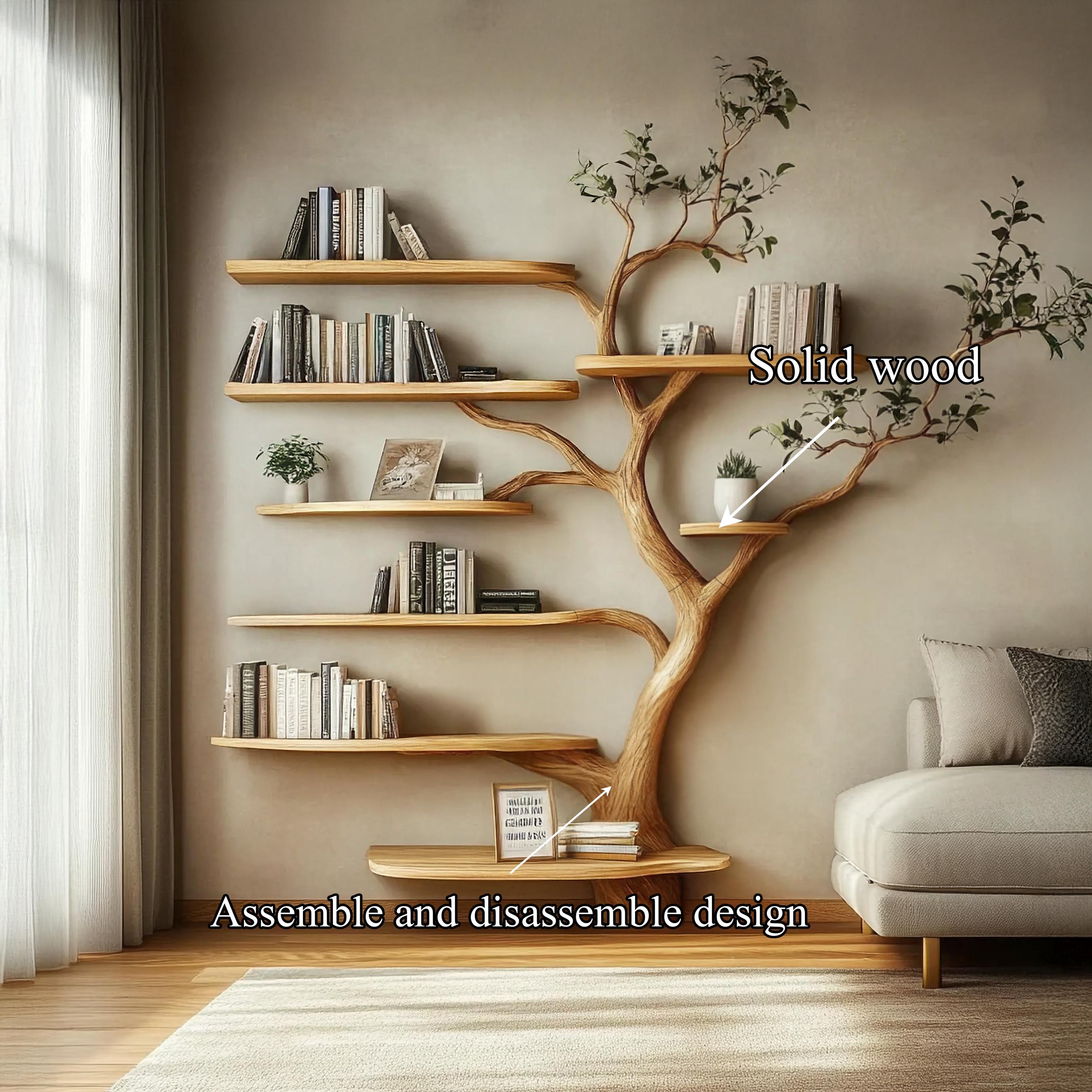Sculptural Branch Bookcase Living Room Interior Airy Storage SINLSATB645