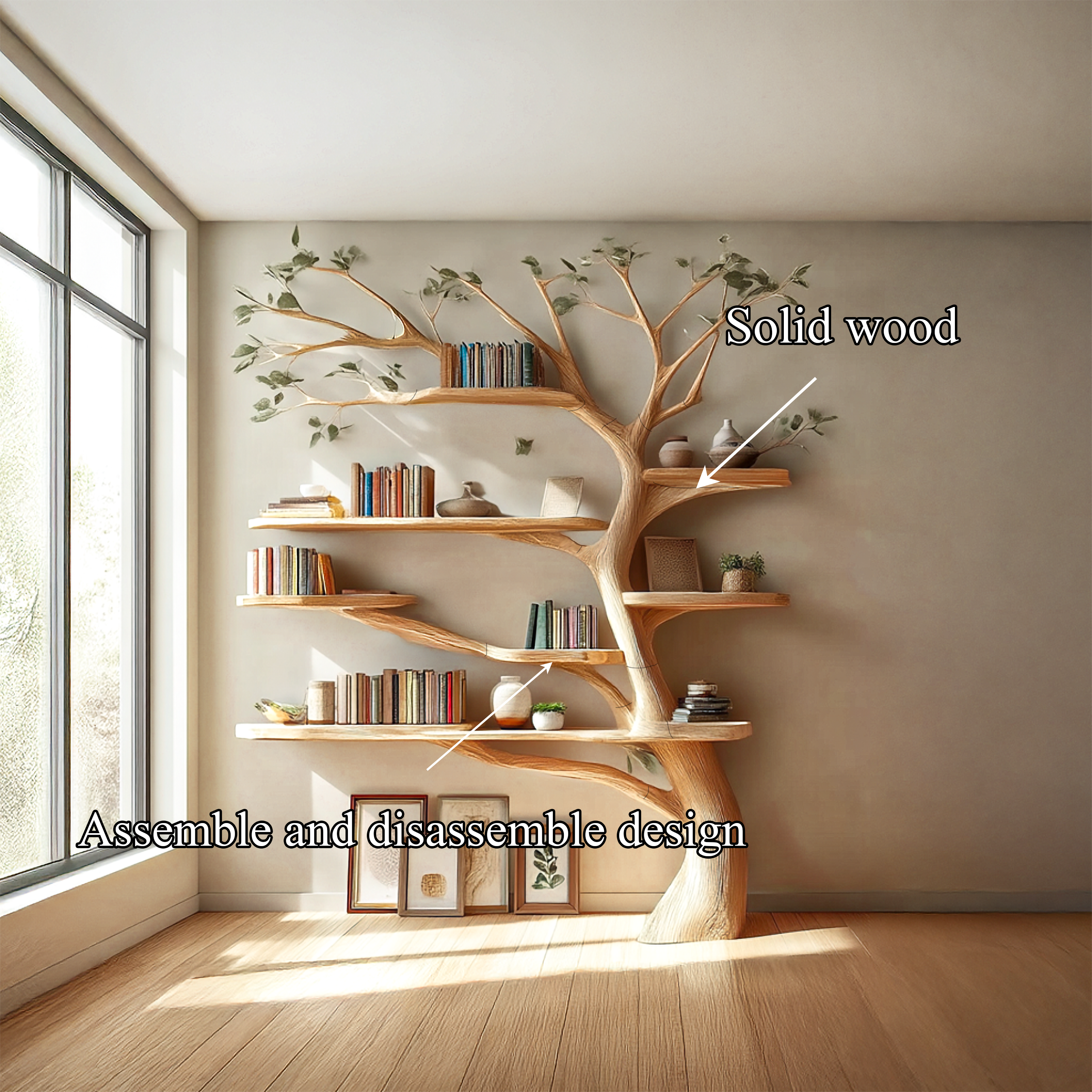 Midcentury Tree Bookshelf Living Room SINLSATB232
