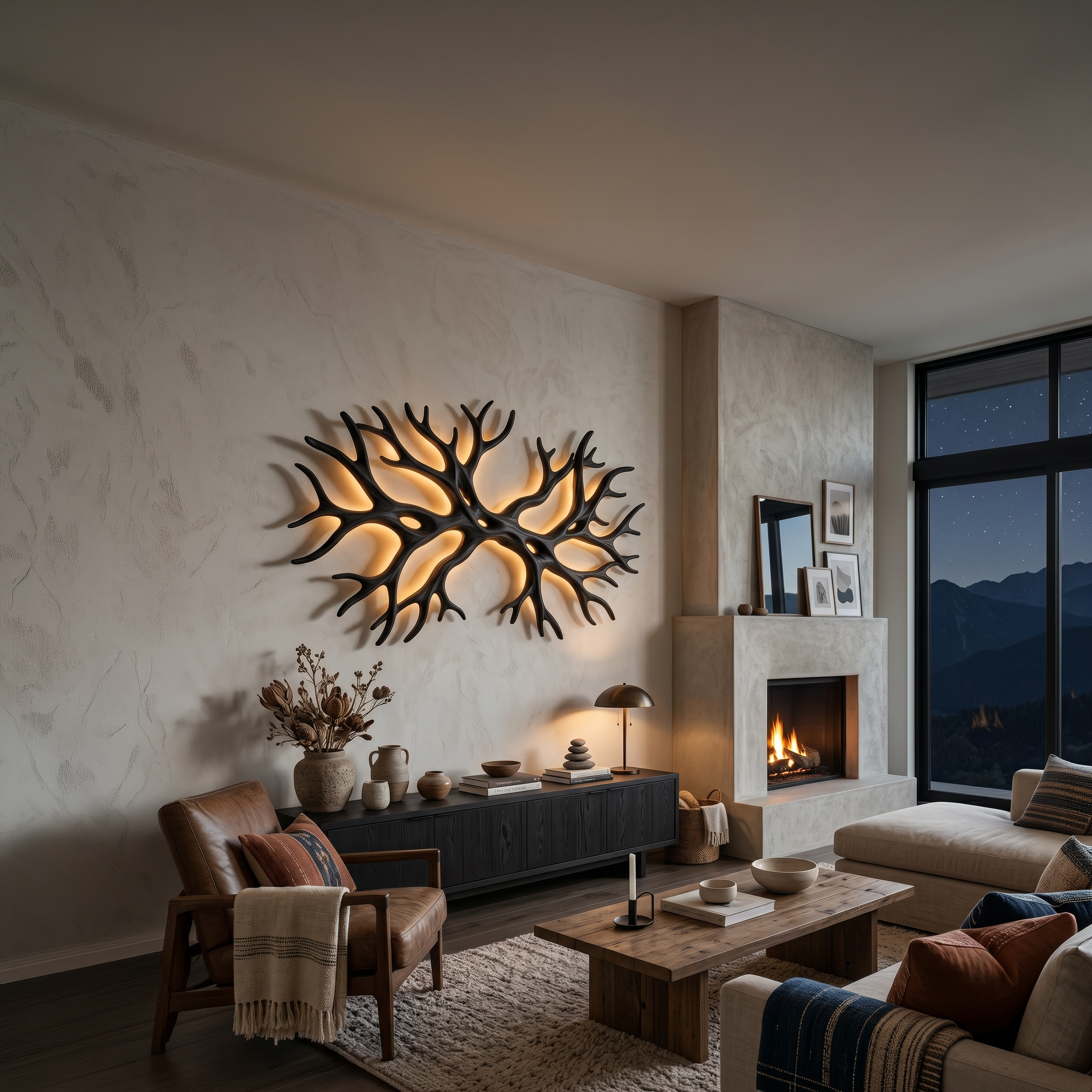Organic Wooden Wall Light With Branch Shape For Rustic Bedroom RTTHTTLAM053