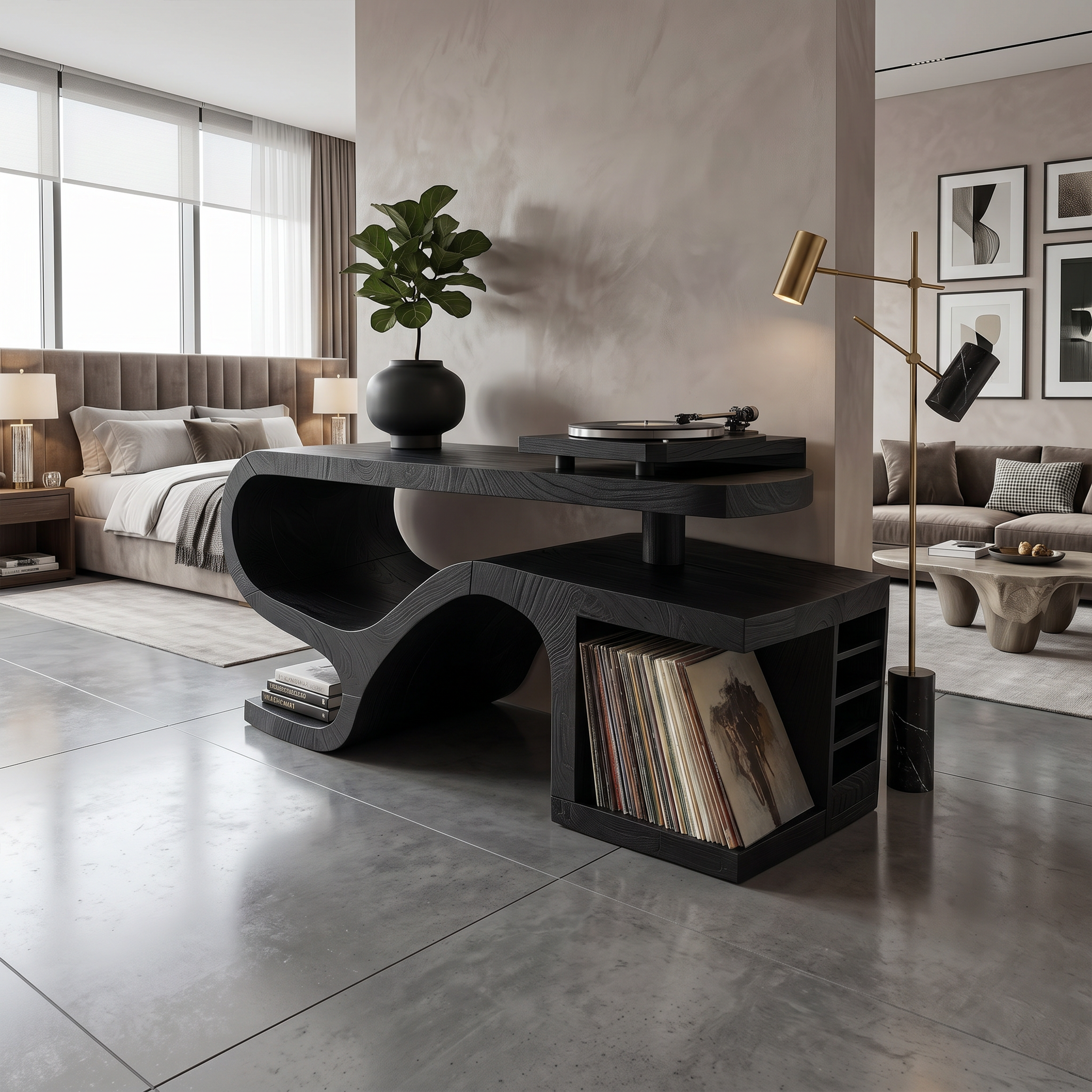 Minimalist Organic Record Player Stand Modern Loft SILDTTRRPT043