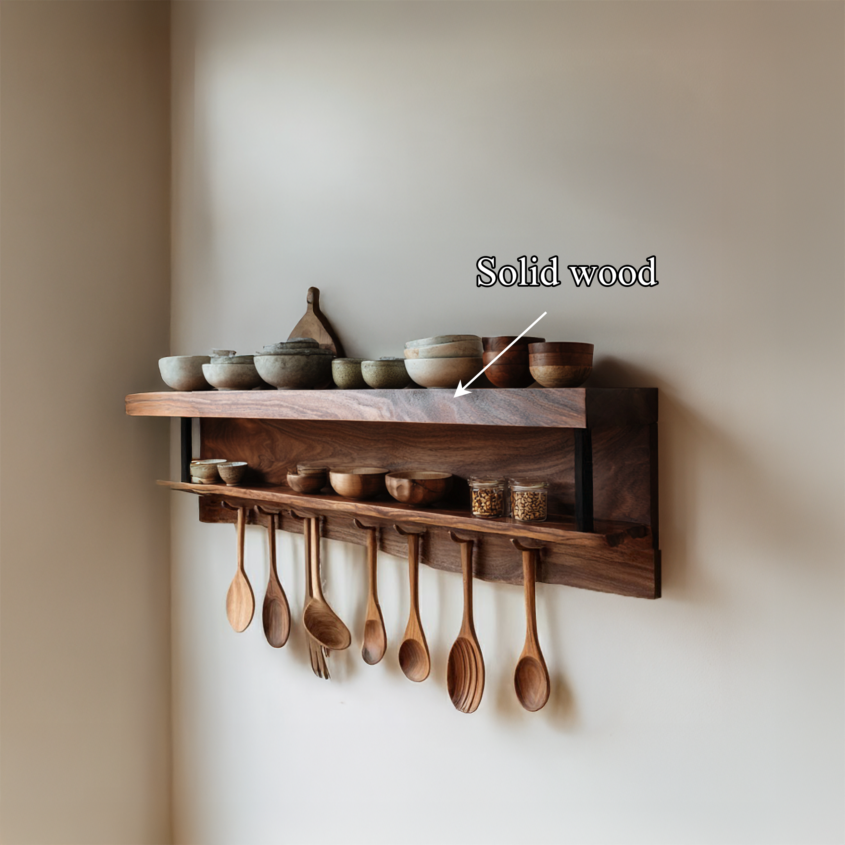 Rustic Hanging Wall Shelf For Kitchen Or Dining Room SINLSAKS001