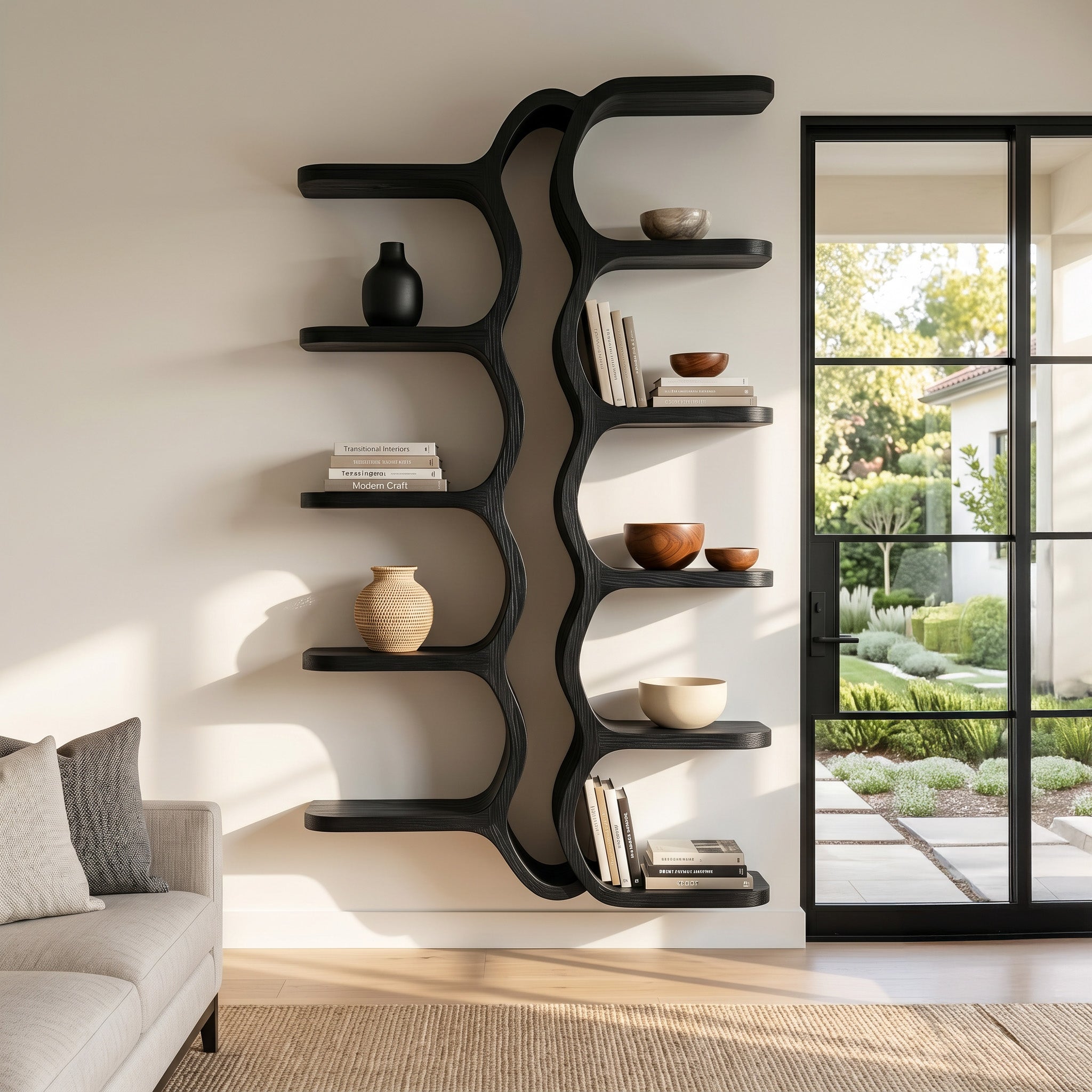 Organic Sculpture Wooden Wall Mounted Shelf For Living Room RTTHHNWMS033