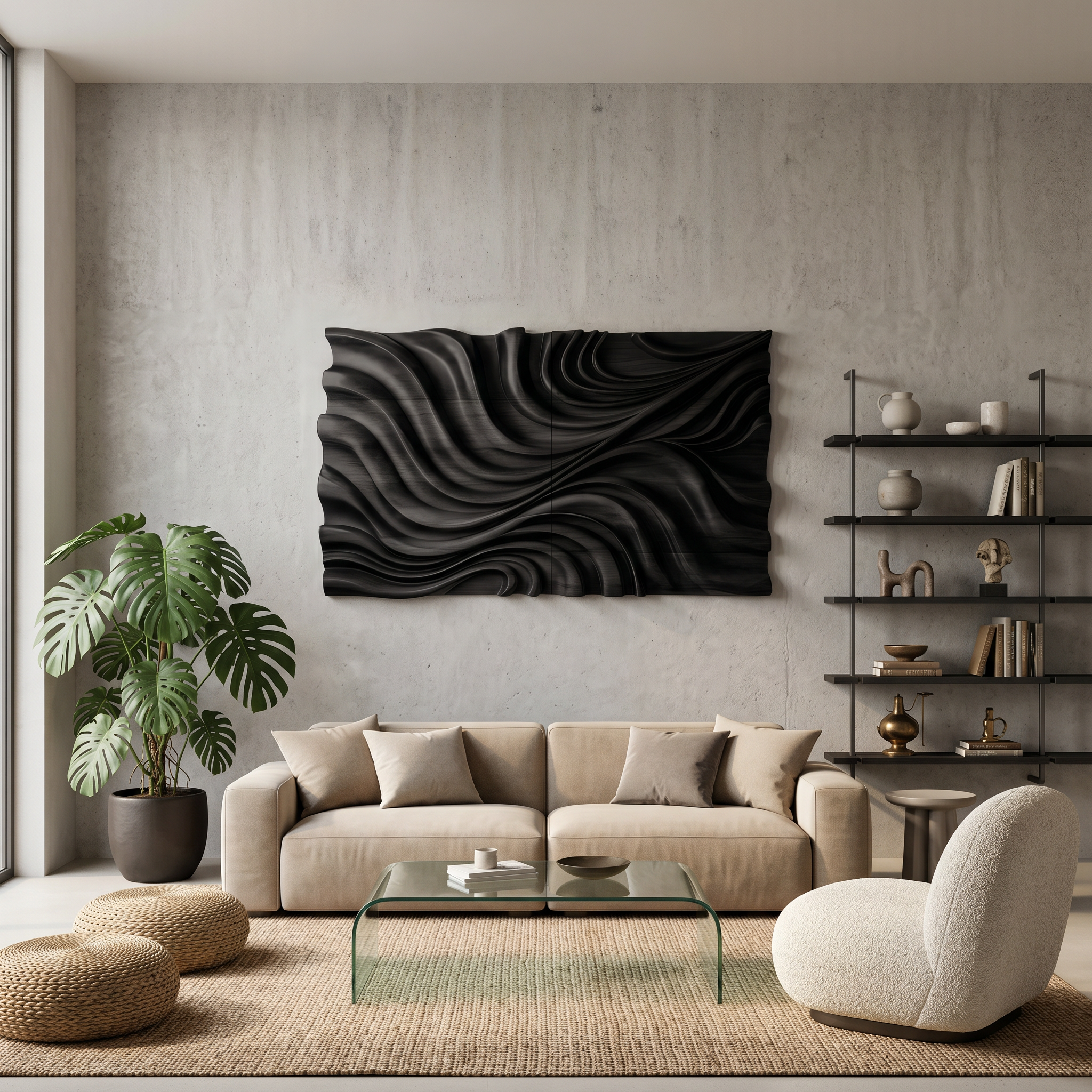 Elegant Wave Inspired Wall Sculpture for Modern Living Room SITHTTWA002