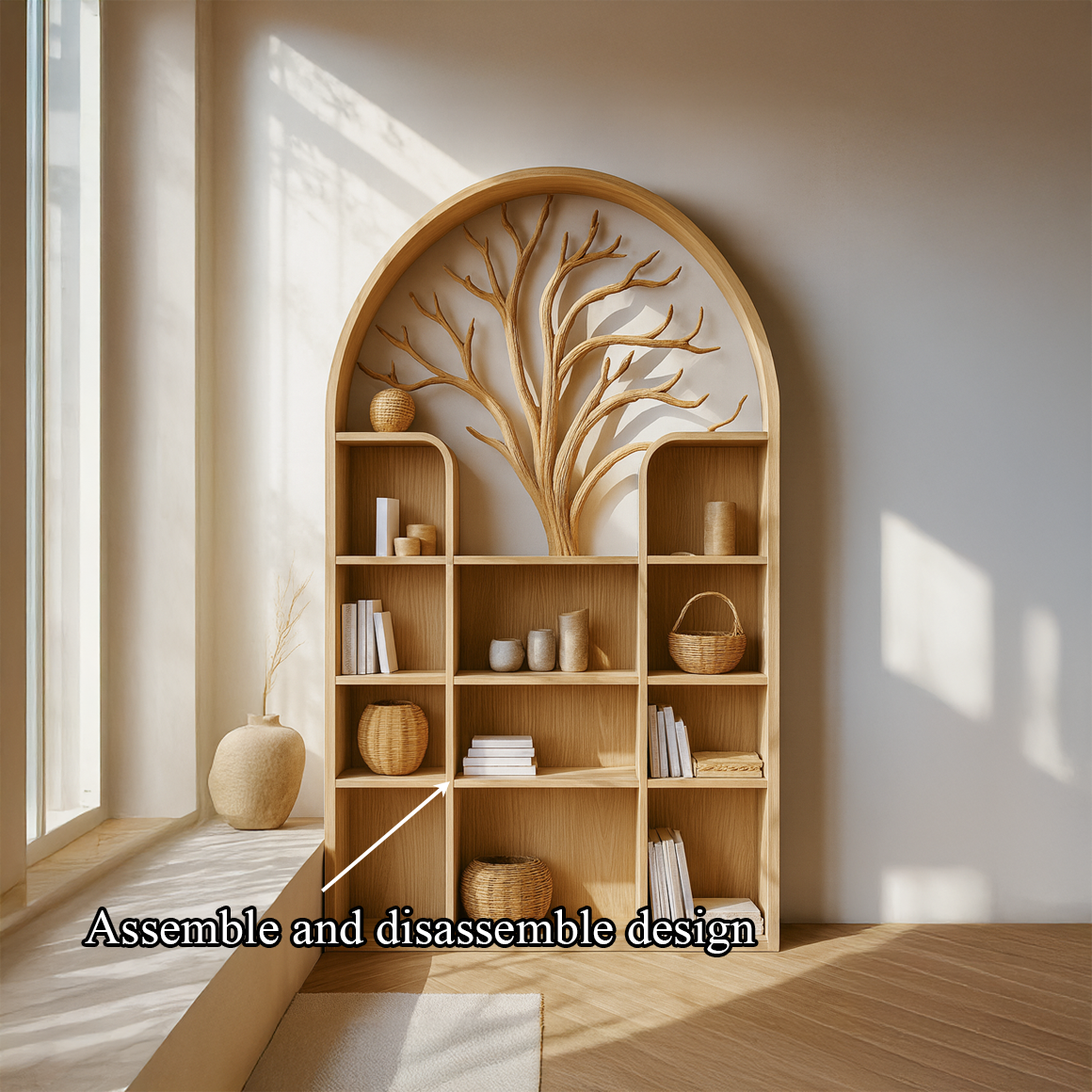 Scandinavian Rustic Tree Style Storage Cabinet Entryway And Living Room SINLSASC240