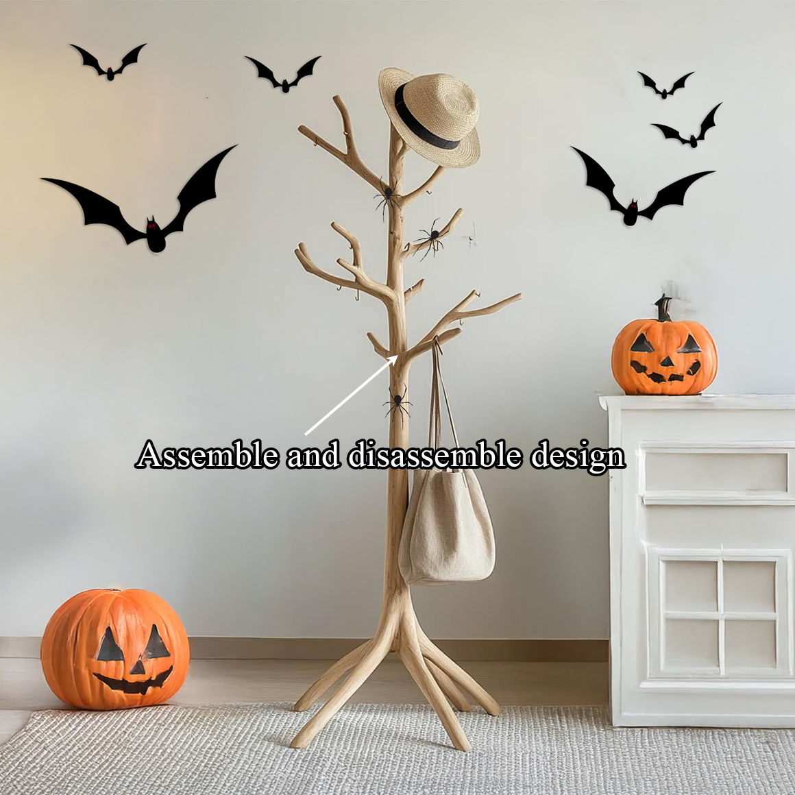 Rustic Halloween Tree Coat Rack Living Room Decor SINLSAHW017
