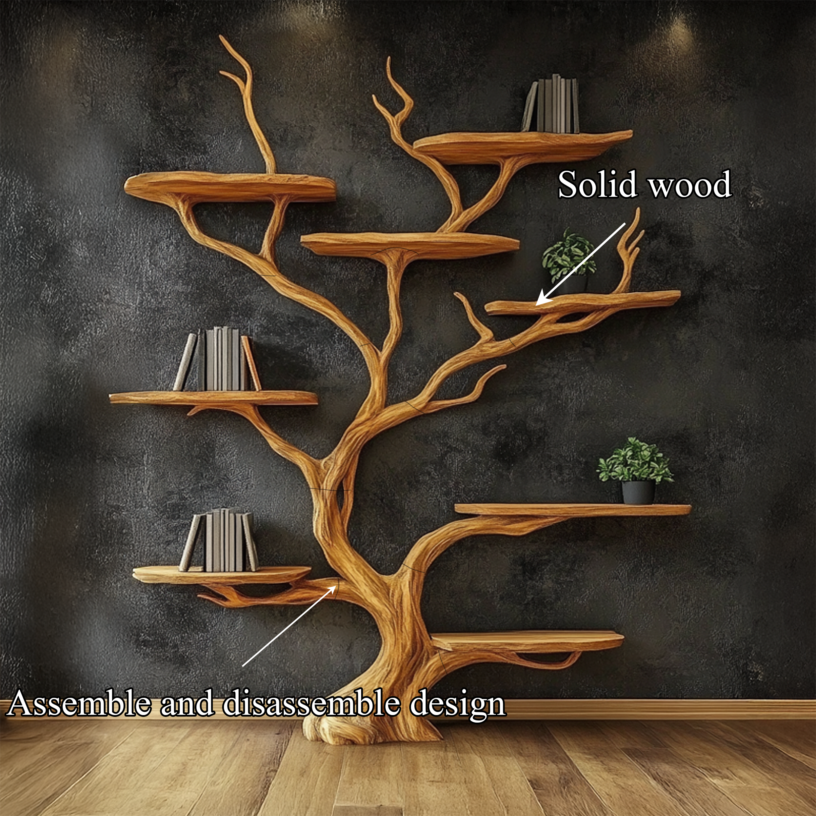Wall Mounted Tree Shelf Natural Wood Unique Gift SINLSATB197