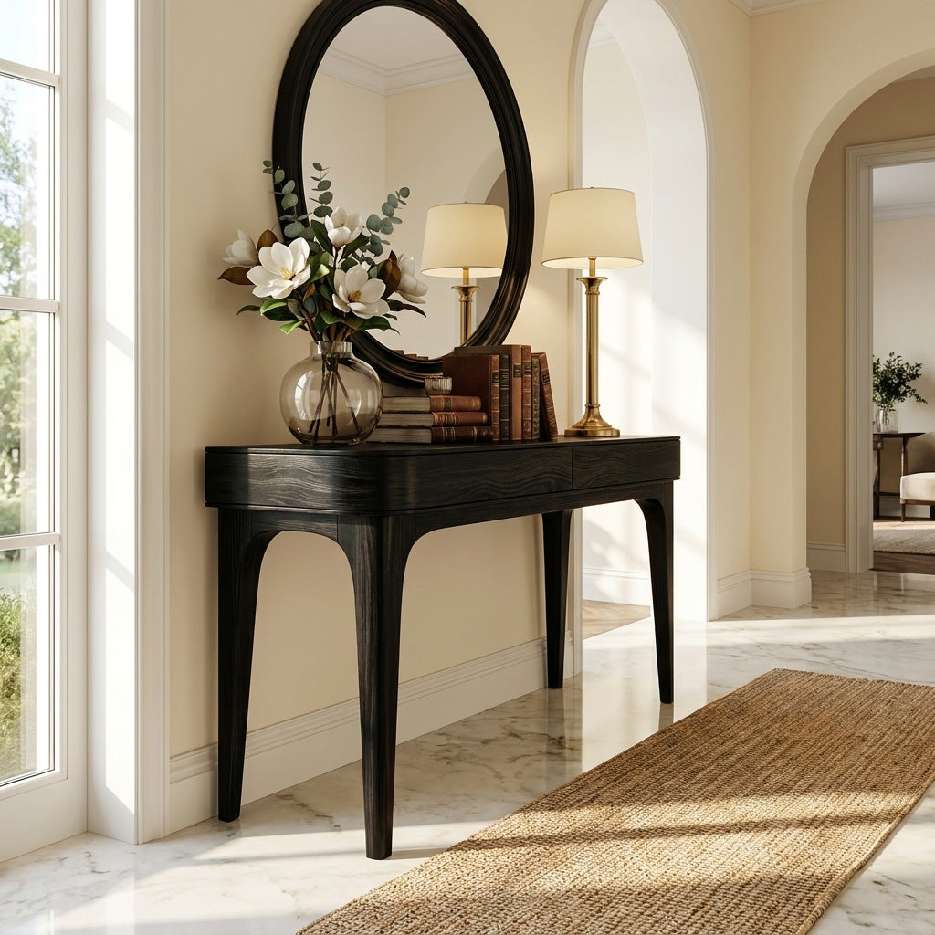 Minimalist Sculptural Wood Console Table For Modern Entryway RTTHHNCS025