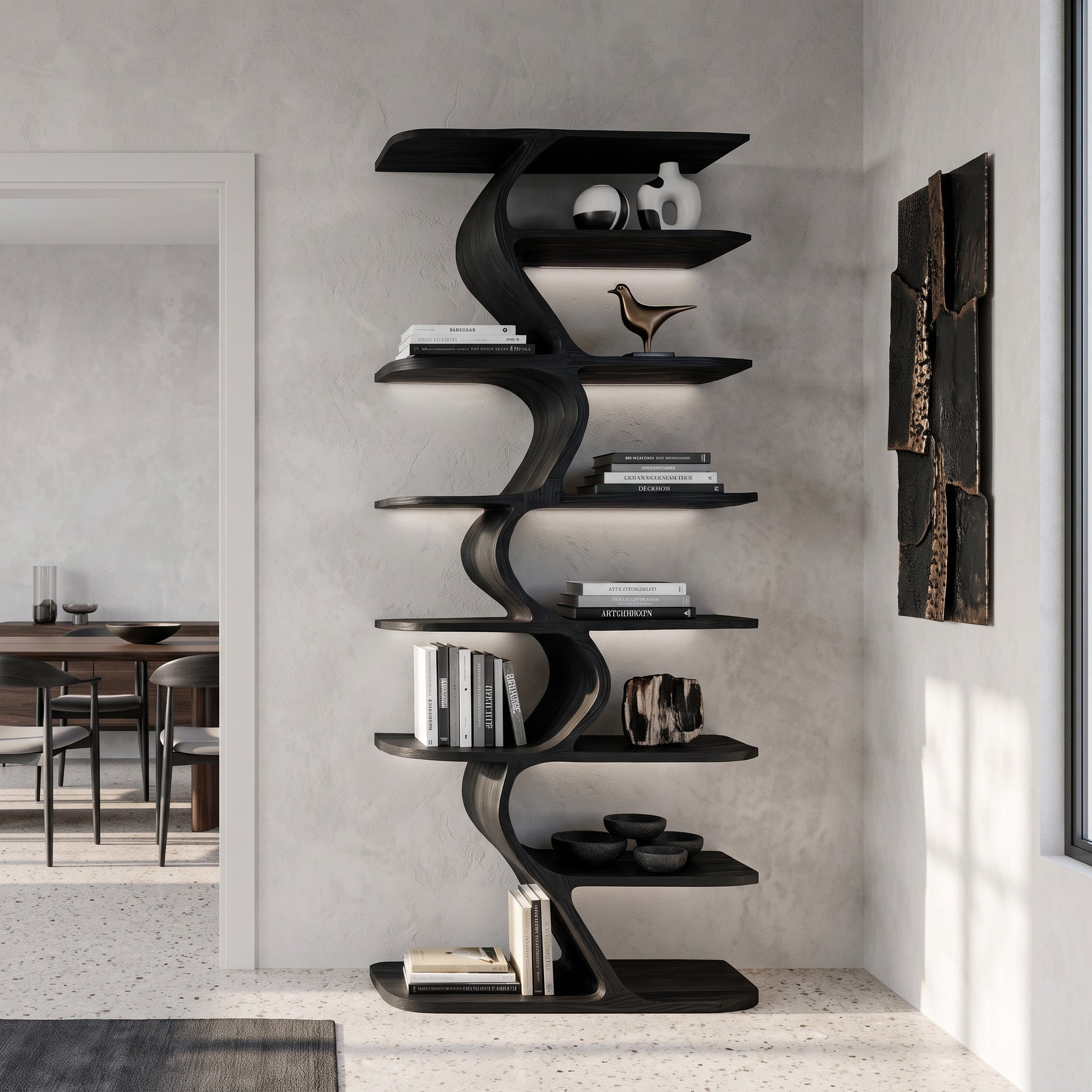 Organic Bookshelf For Living Room Interiors RTTHHNBS076