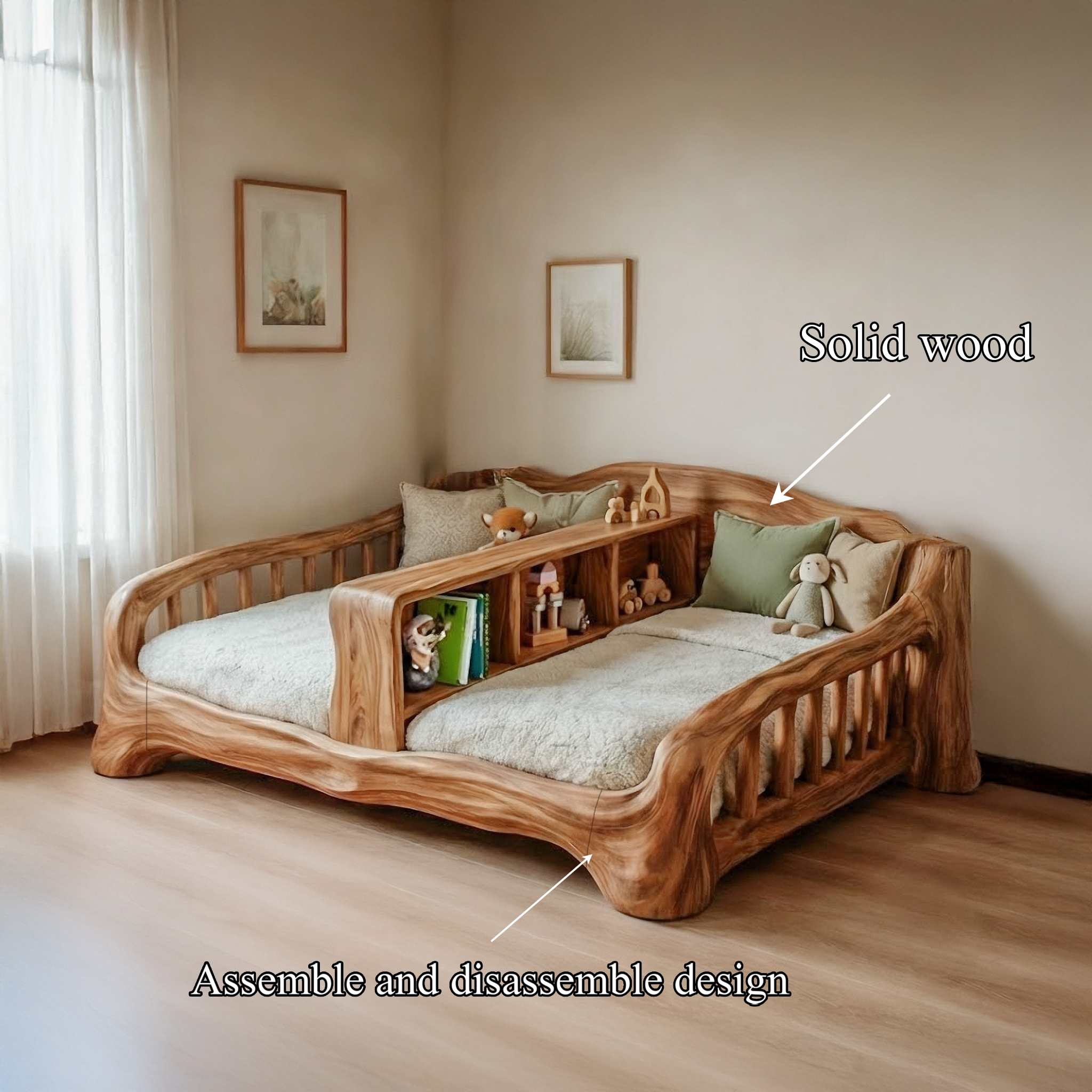 Rustic Kids Daybed With Storage For Bedroom Or Nursery SINLSAWB092