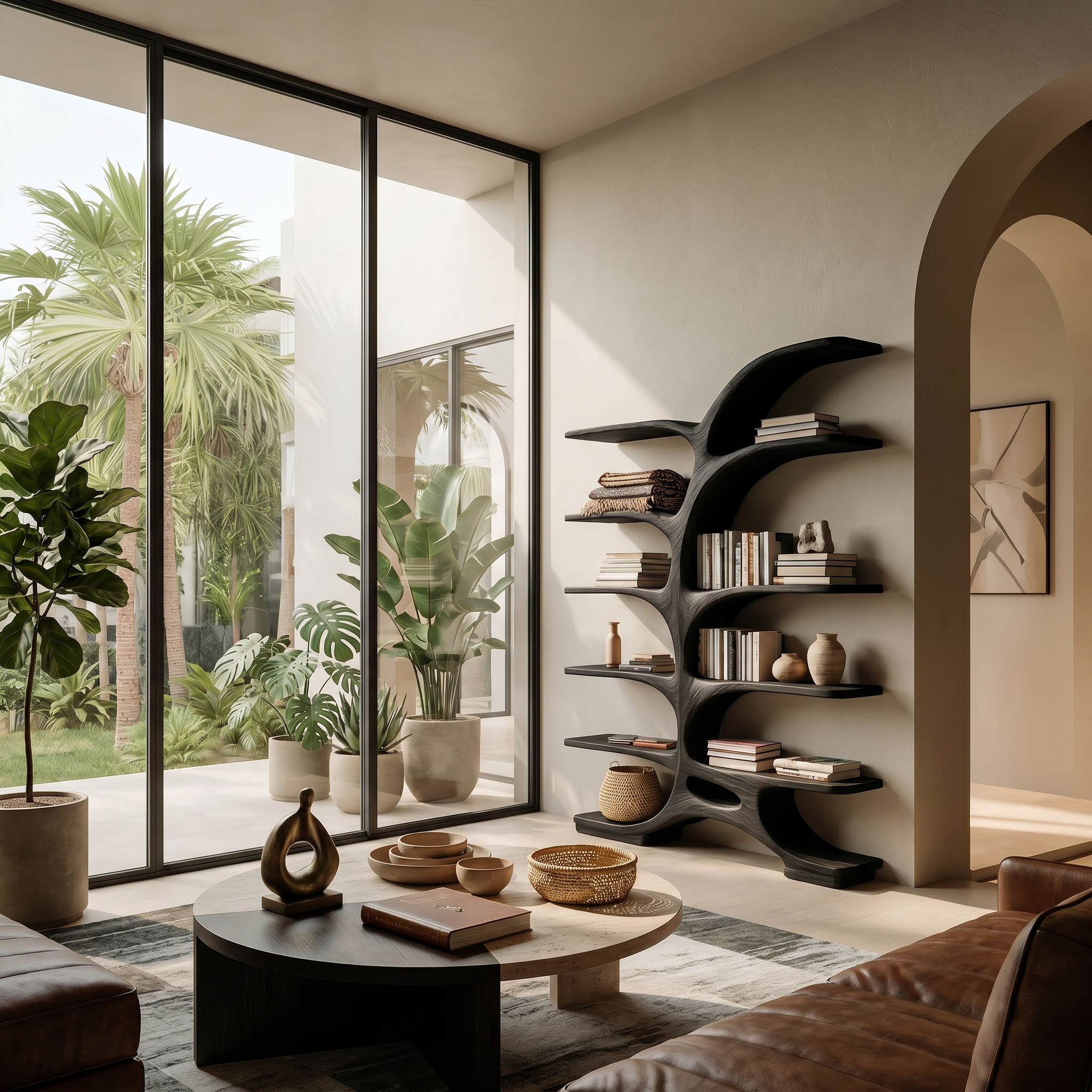 Contemporary Sculptural Curved Bookshelf For Living Room Interior RTTHTTBS048