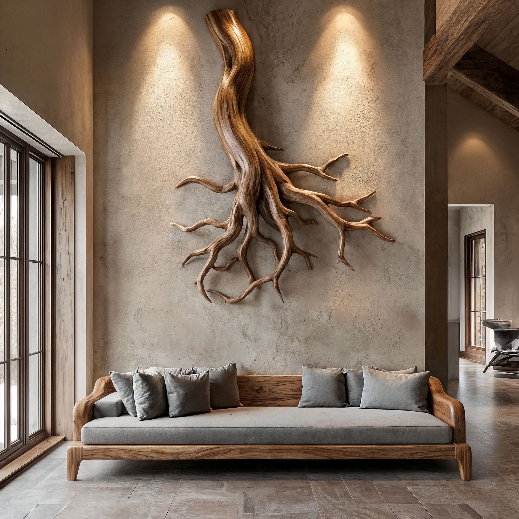 Rustic Organic Root Sculpture Wall Decor Living Room And Hallway SINLKIWD057
