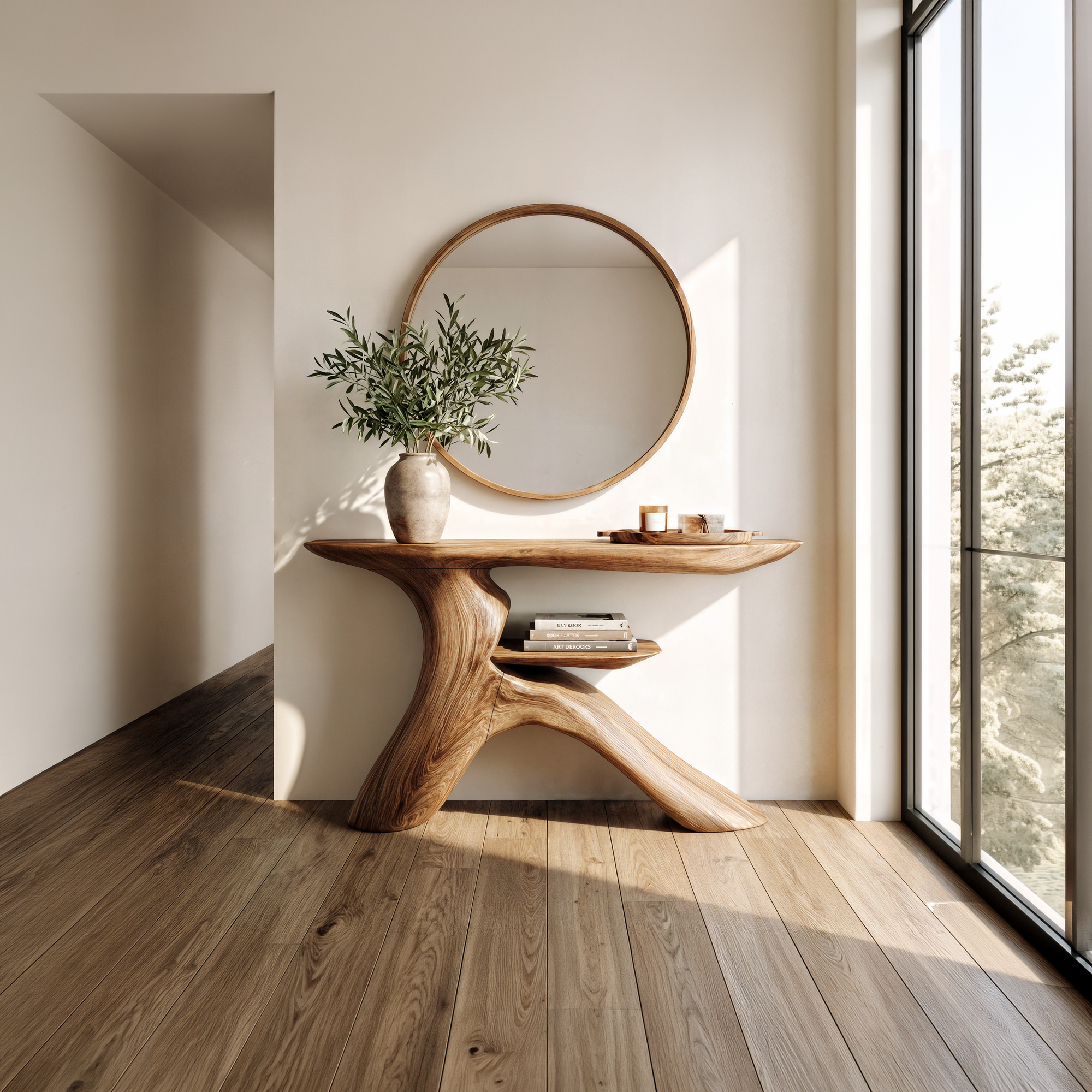 Minimalist Console Table Natural Wood Entryway Living Room SINLKICS533