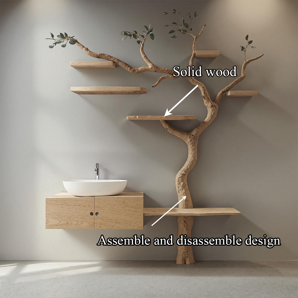 Rustic Organic Wooden Tree Vanity Bathroom SINLSATBB019