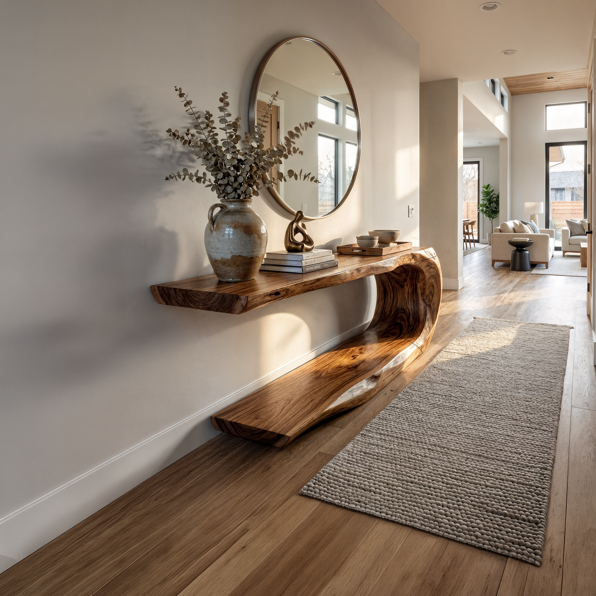 Rustic Console Table Natural Wood Entryway Living Room SINLKICS534