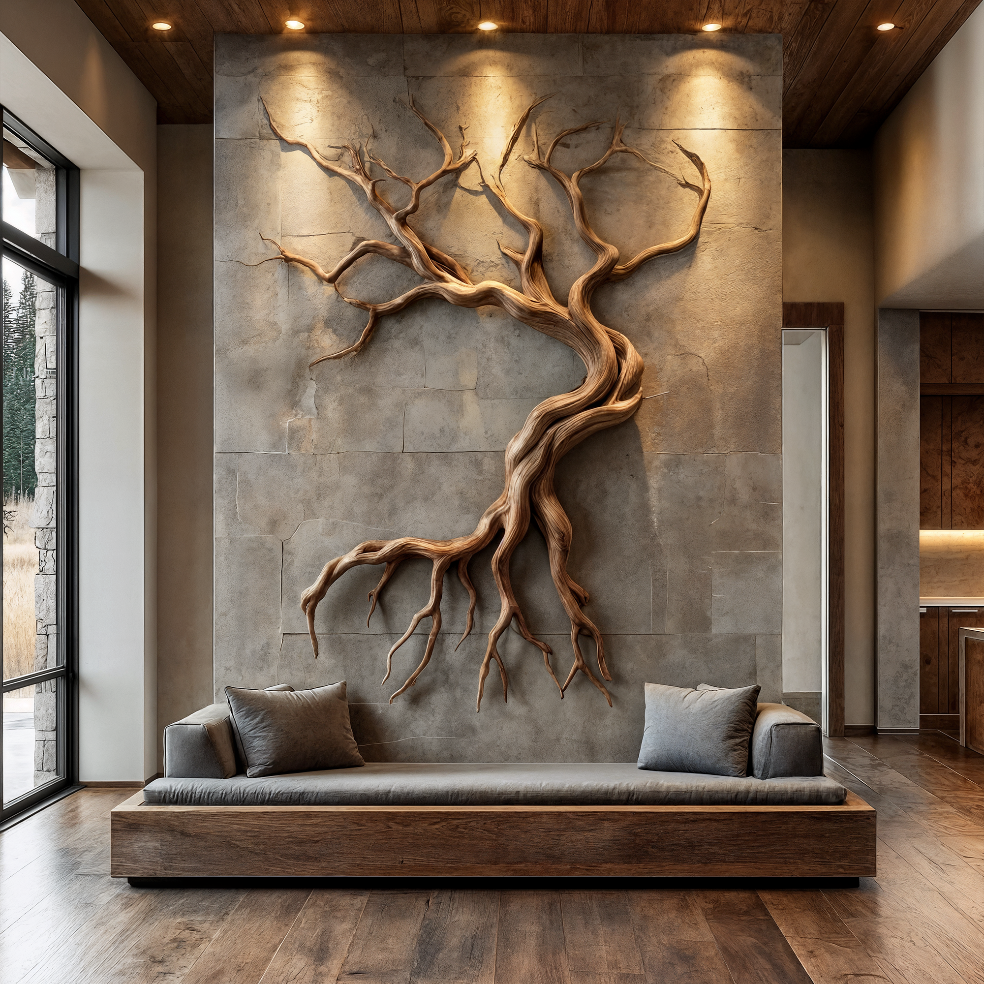 Modern Tree Branch Sculpture Wall Decor Living Room SINLKIWD058