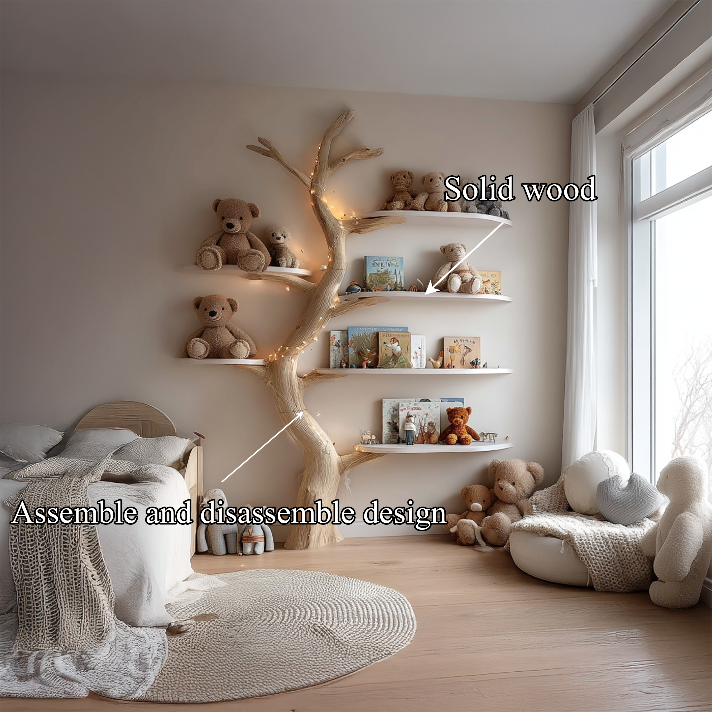 Midcentury Tree Bookcase Nursery Bedroom SINLSATB253