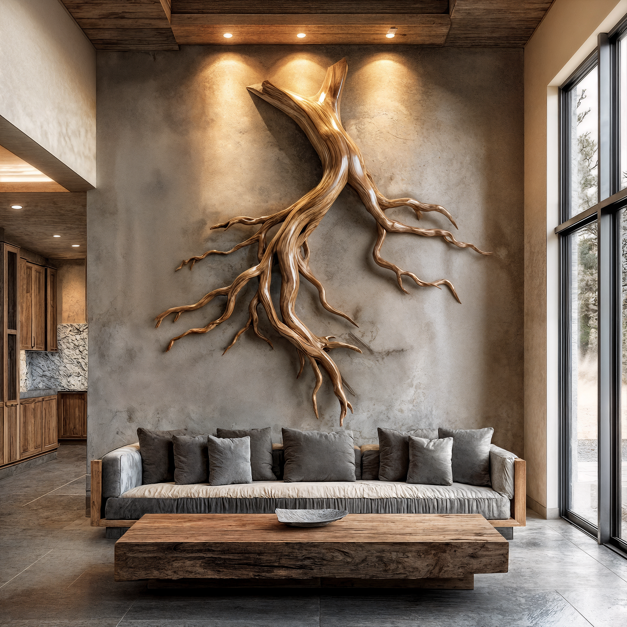 Mid Century Twisted Root Wall Sculpture Living Room SINLKIWD059